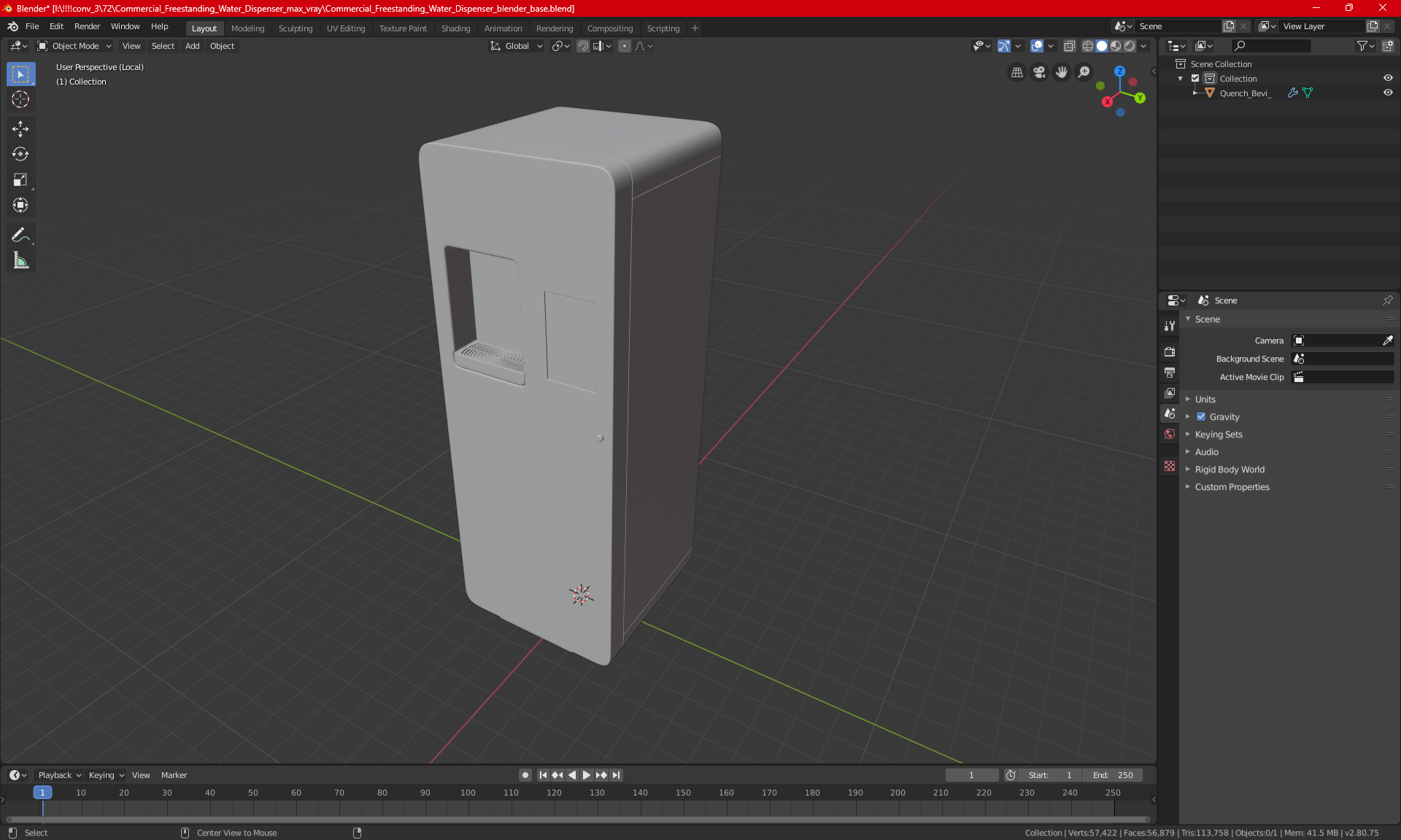 3D model Quench Bevi Freestanding Water Dispenser Off State