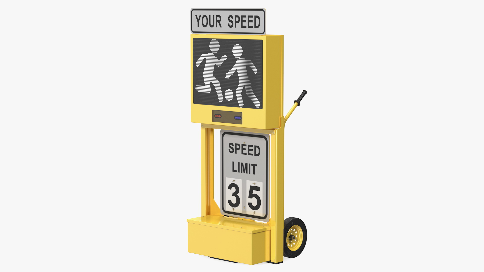 Radar Speed Sign Dolly with Matrix Messaging Display 3D