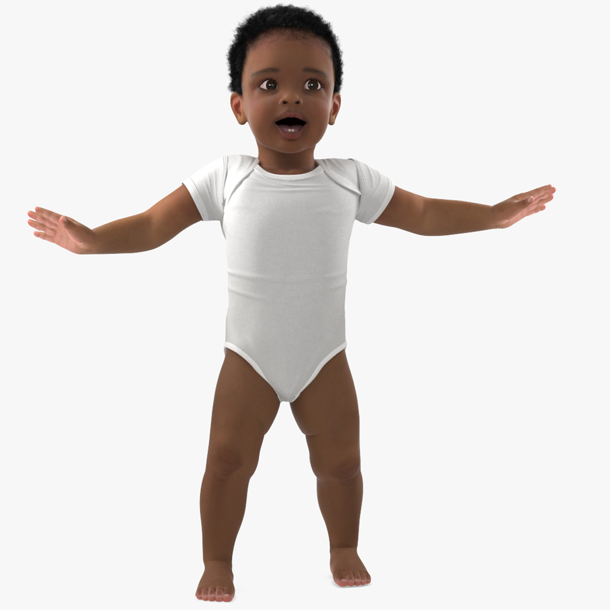 Little Boy Light Skin in Bodysuit Rigged for Cinema 4D 3D model