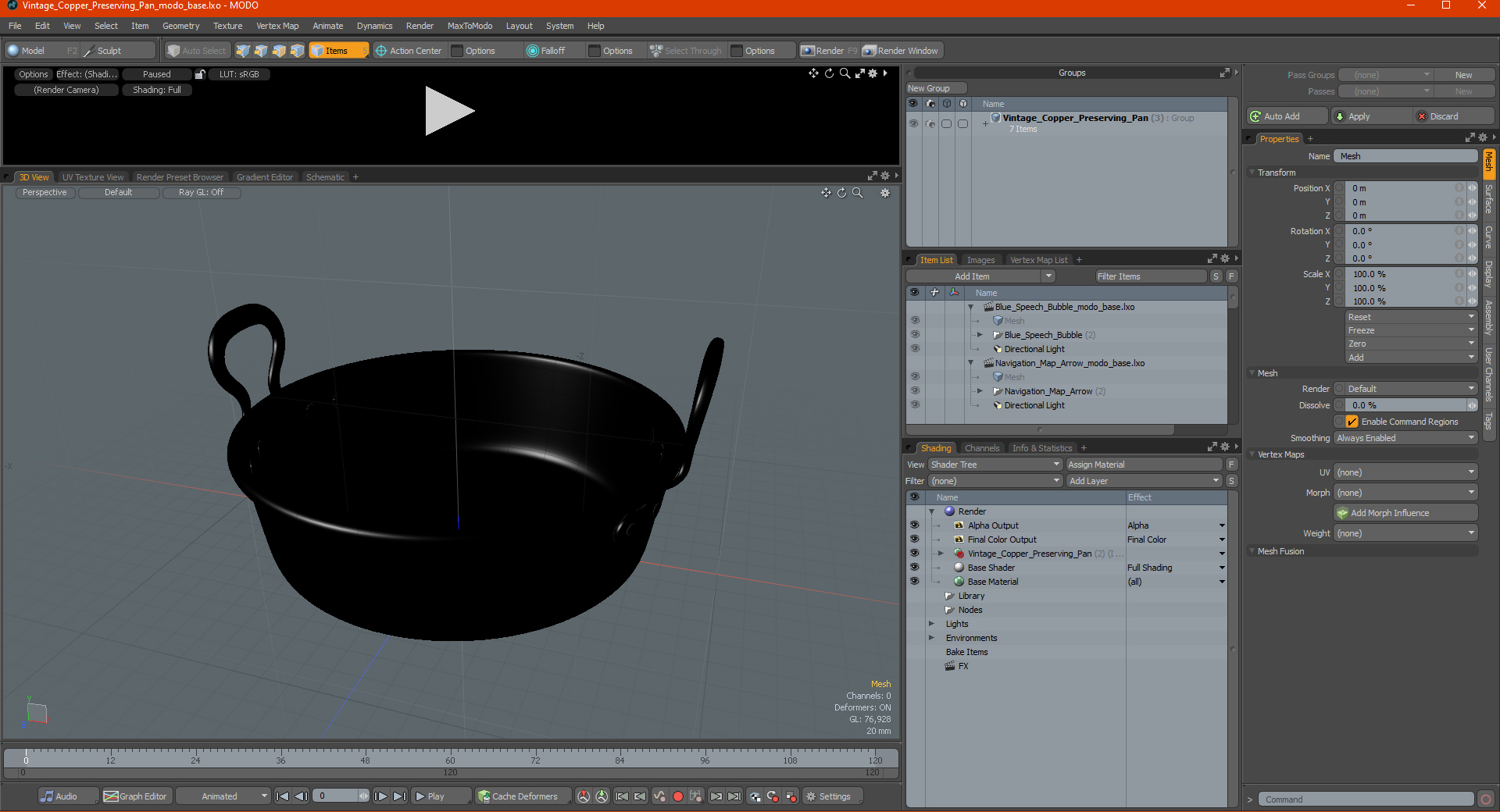 Vintage Copper Preserving Pan 3D model