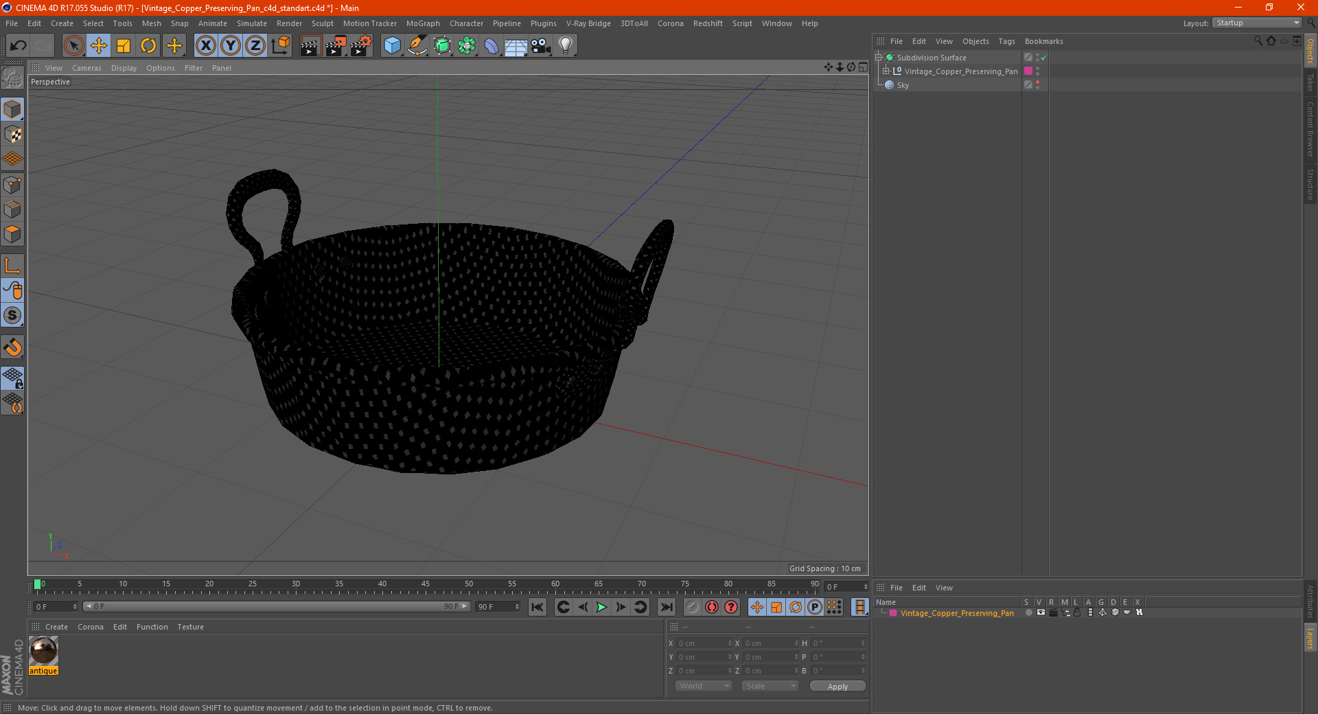 Vintage Copper Preserving Pan 3D model