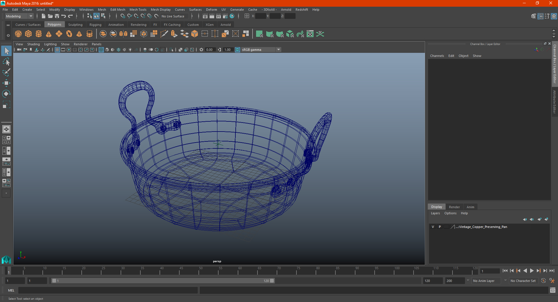 Vintage Copper Preserving Pan 3D model