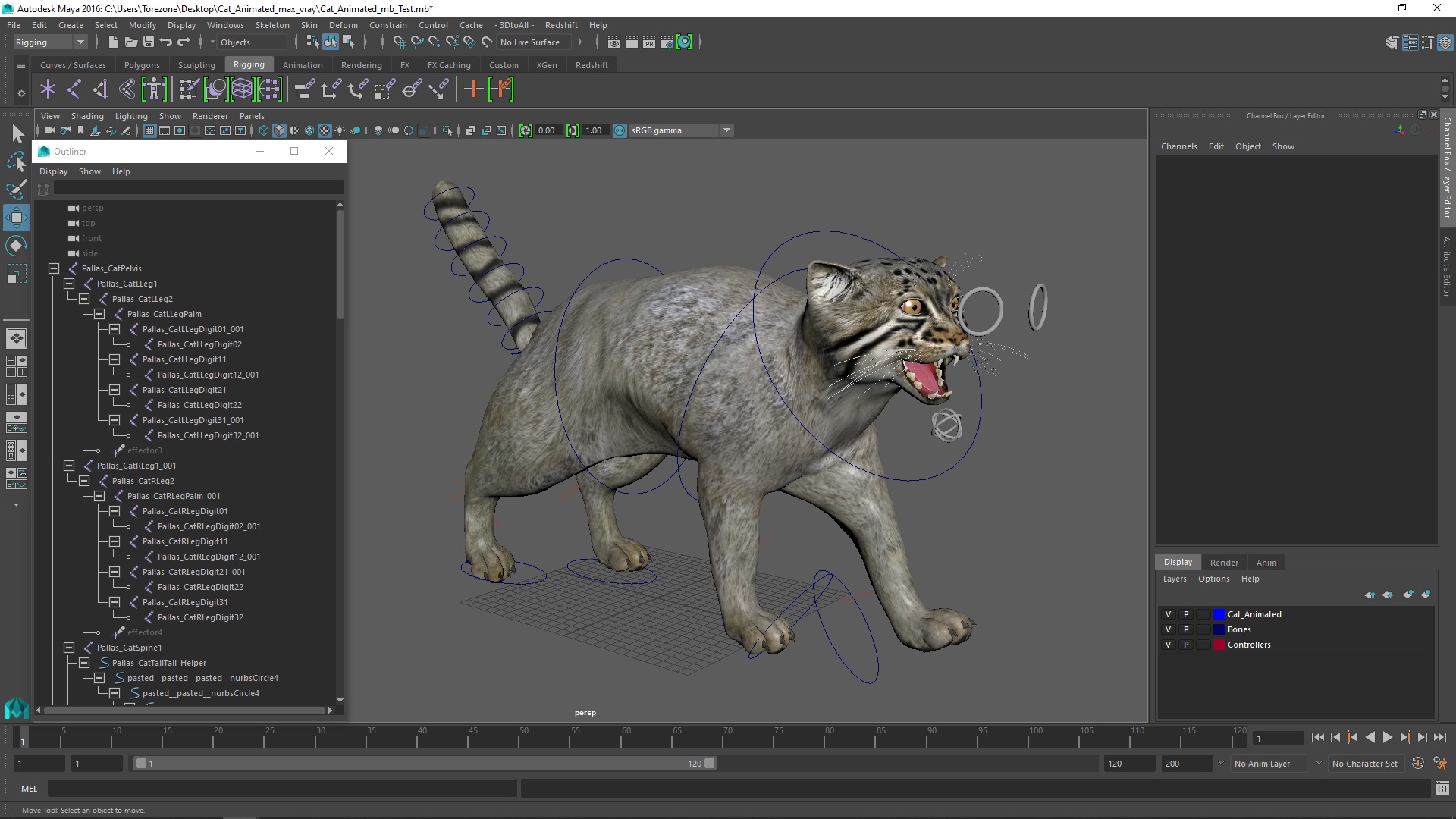 3D Cat Rigged Animated for Maya model
