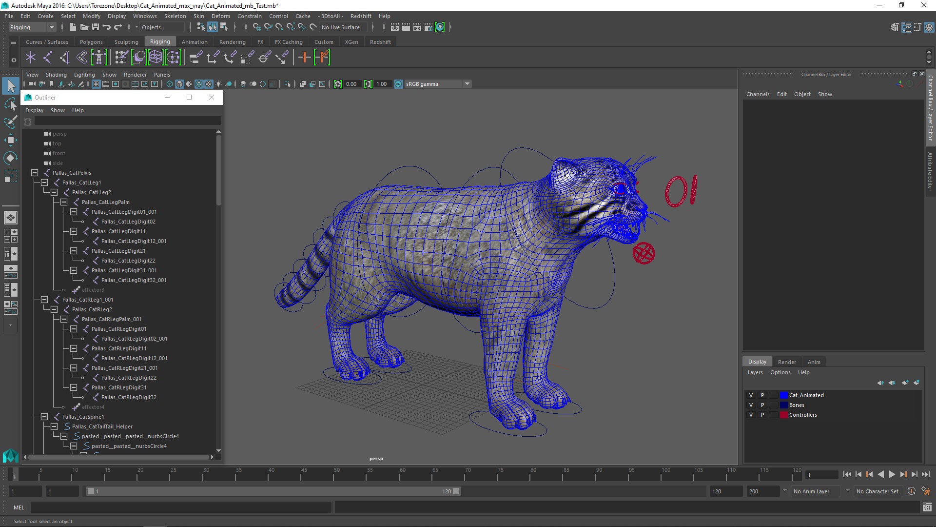 3D Cat Rigged Animated for Maya model