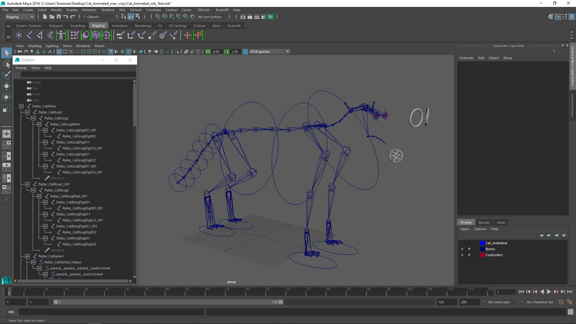 3D Cat Rigged Animated for Maya model