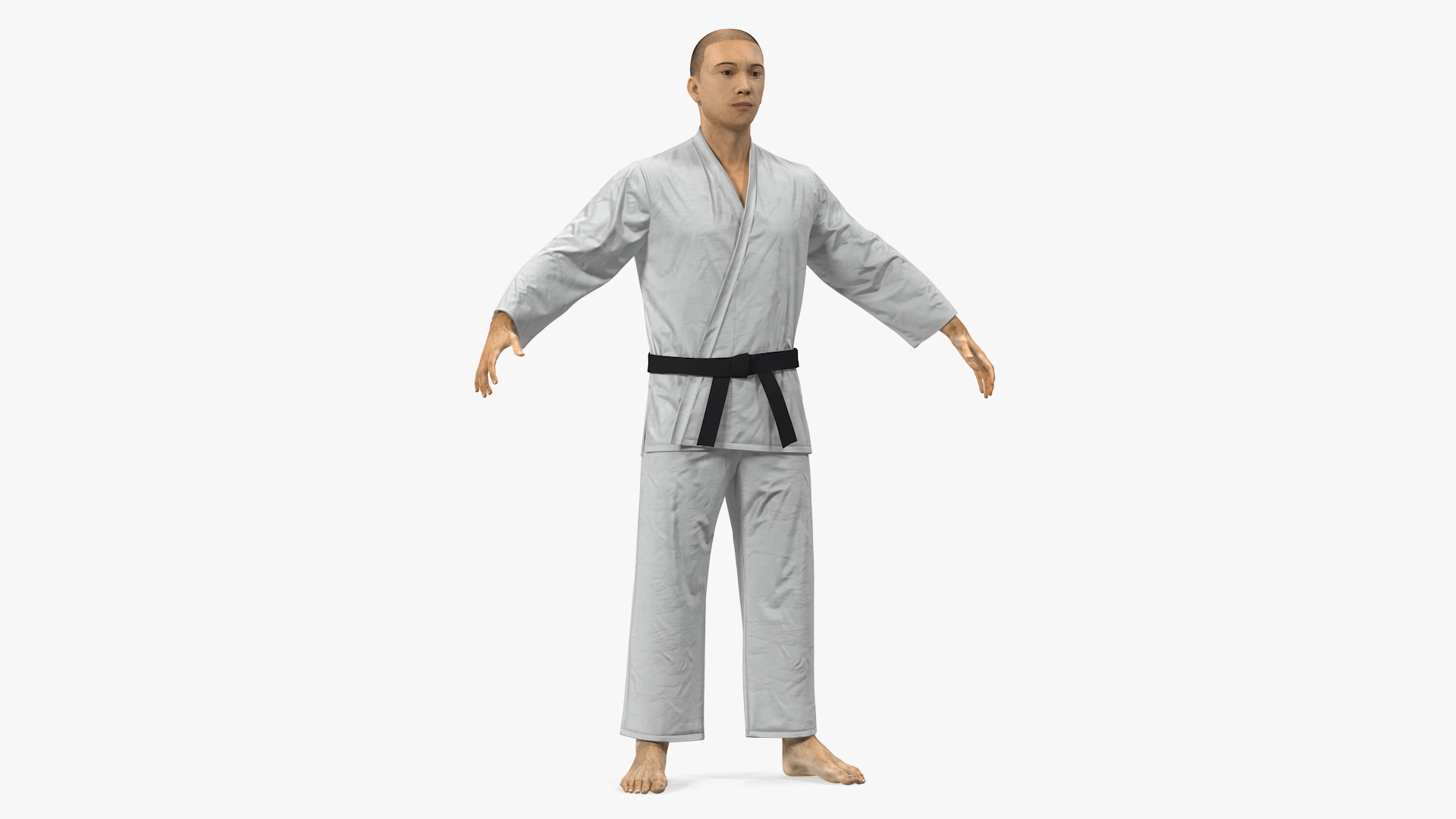 Japanese Karate Fighter with Fur Rigged 3D model