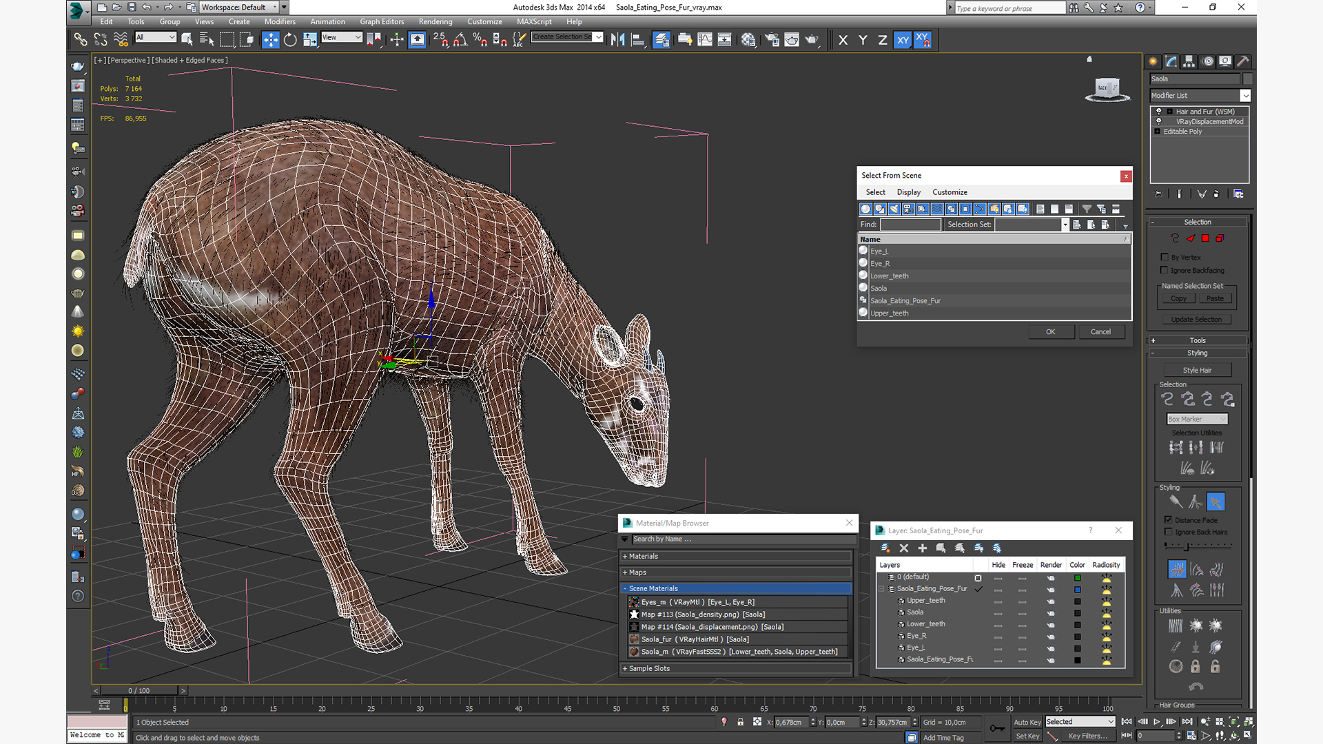 3D Saola Eating Pose Fur