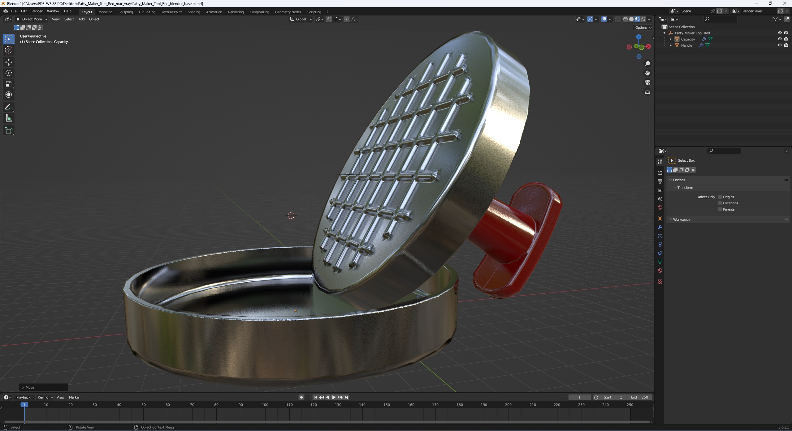 3D model Patty Maker Tool Red