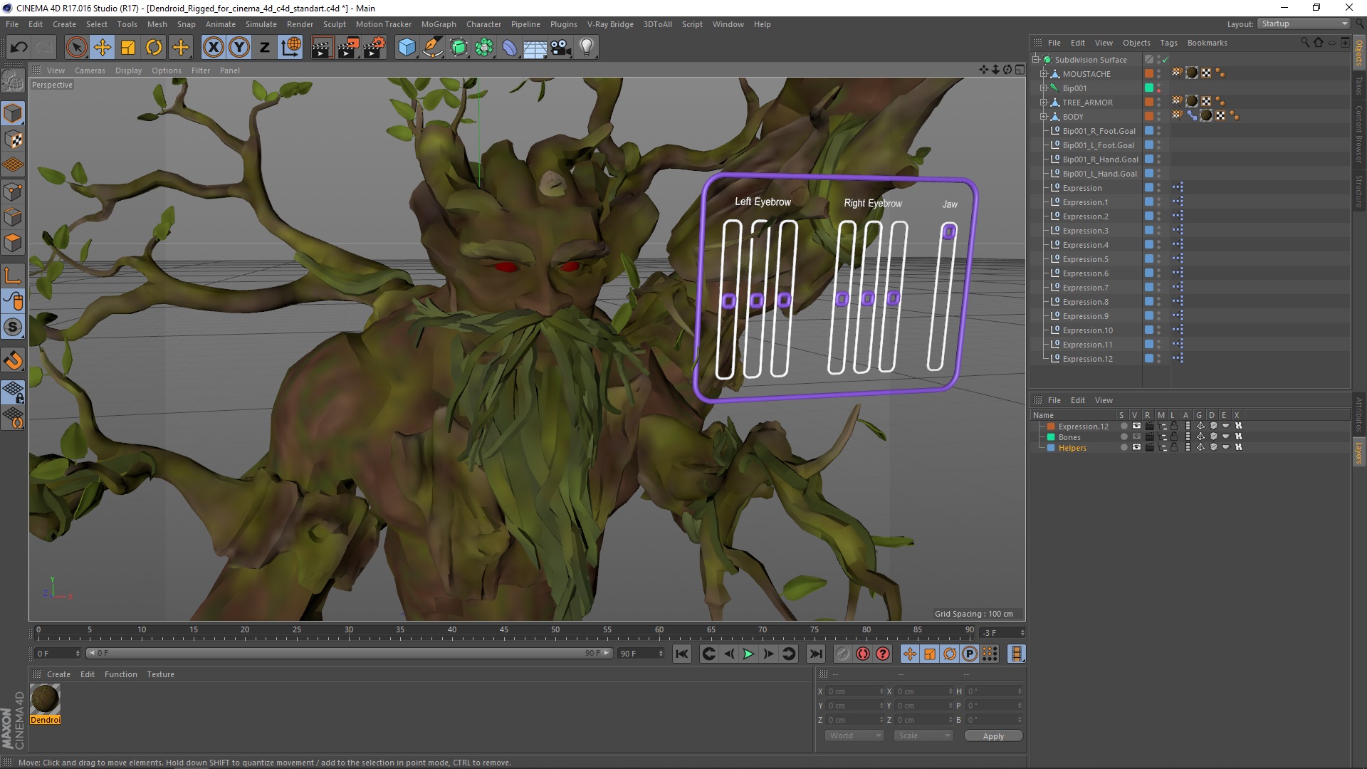 Dendroid Rigged for Cinema 4D 3D model