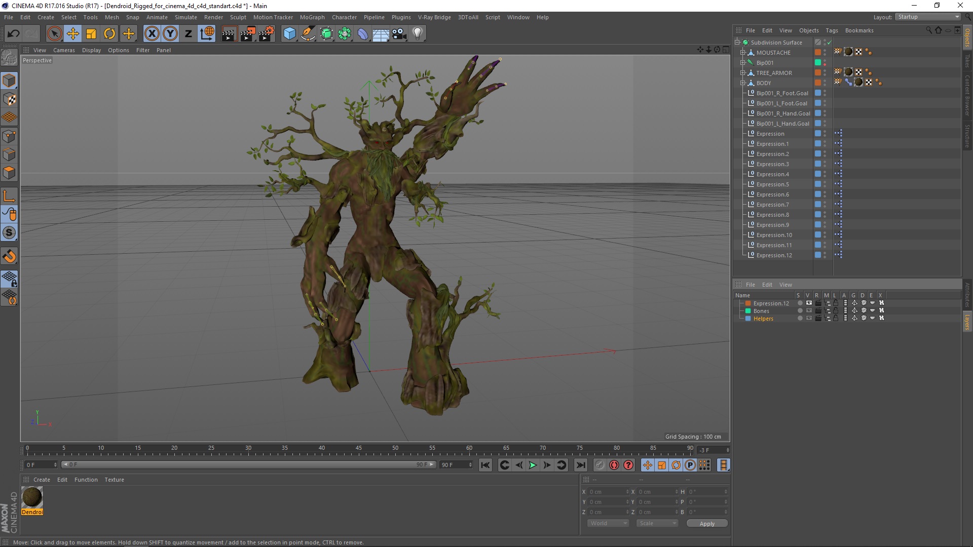Dendroid Rigged for Cinema 4D 3D model