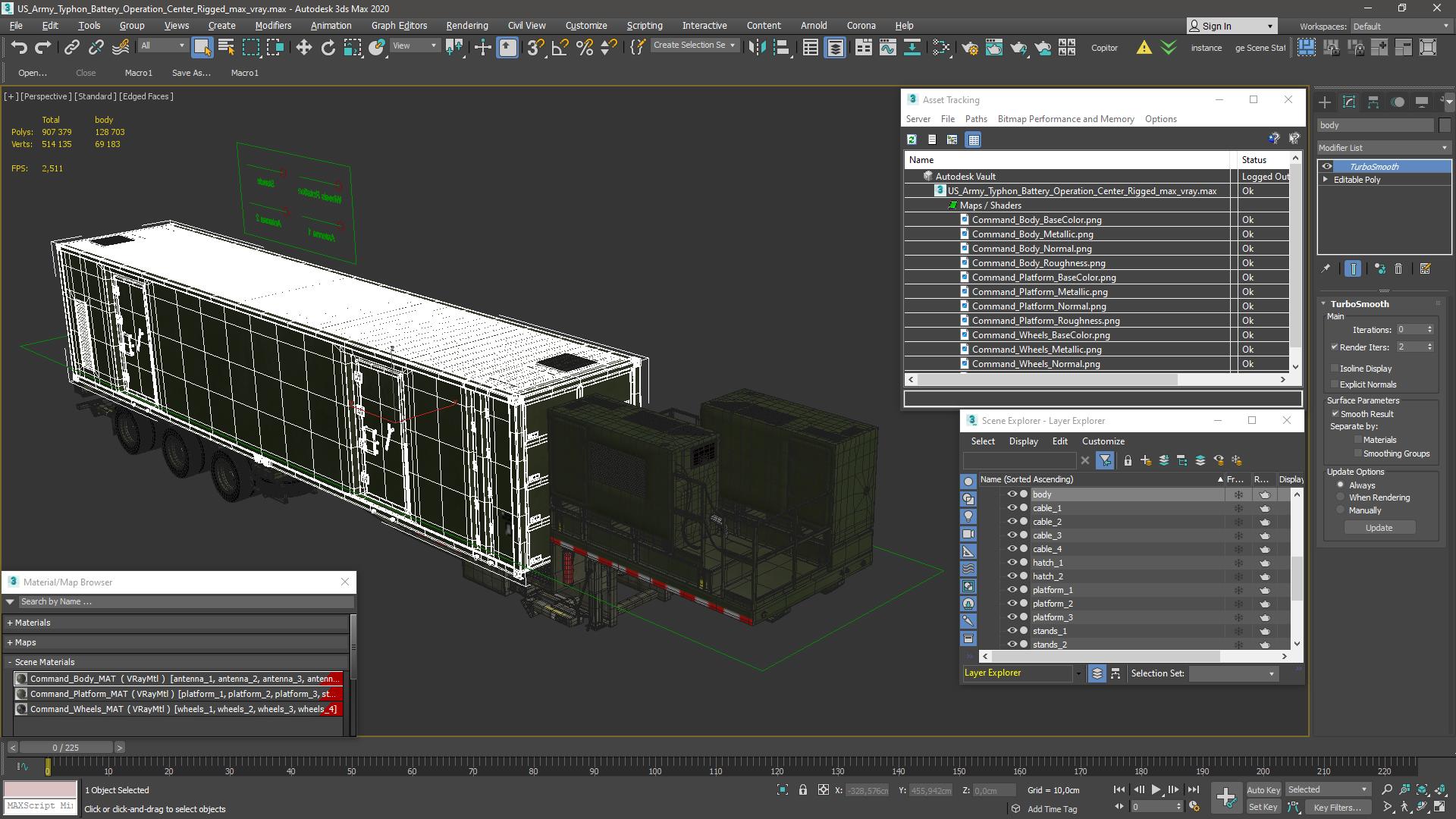 3D US Army Typhon Battery Operation Center Rigged
