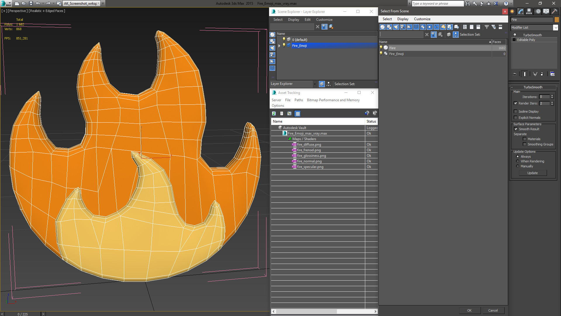 3D model Fire Emoji