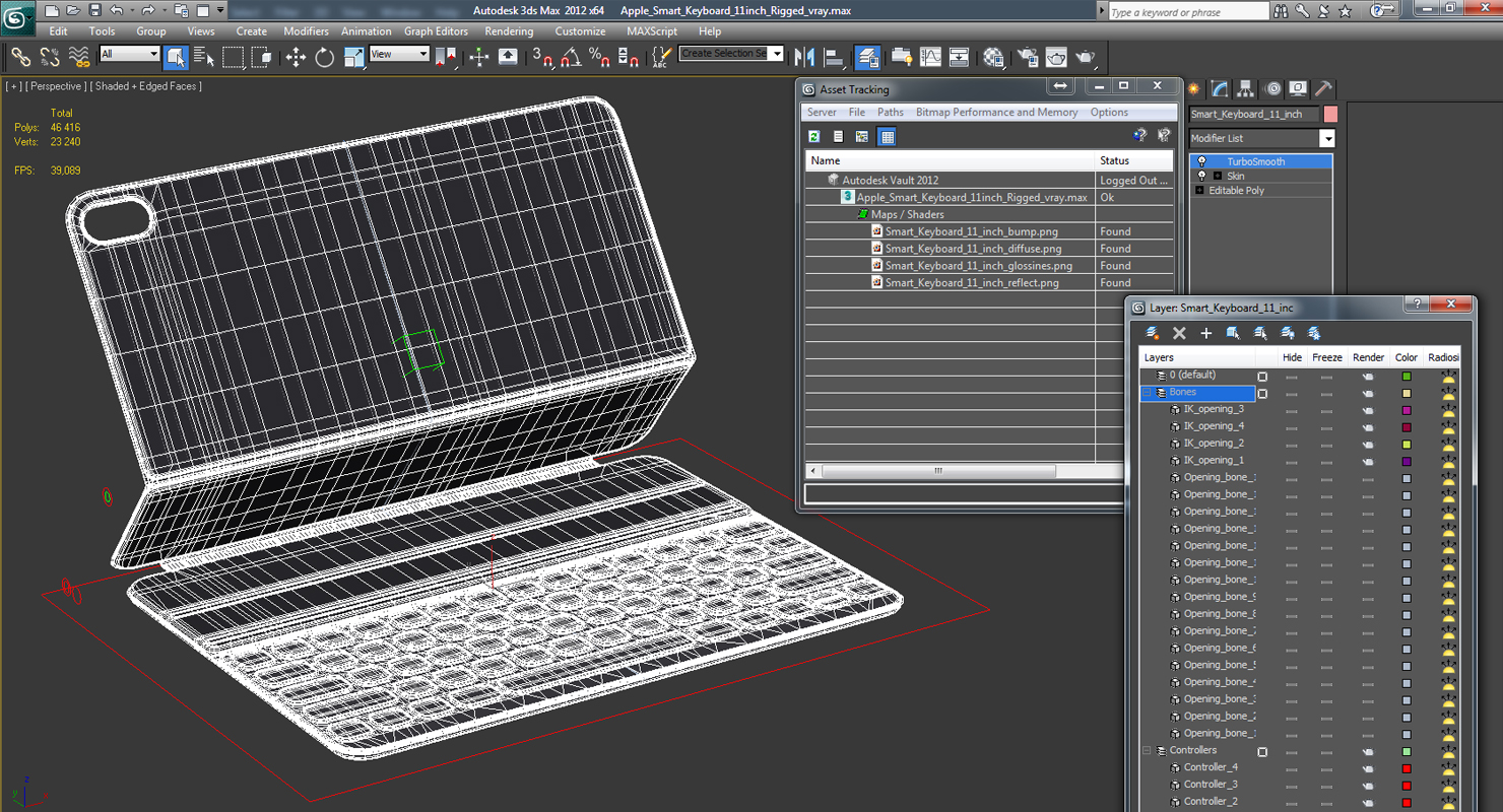 Apple Smart Keyboard 11inch Rigged 3D model
