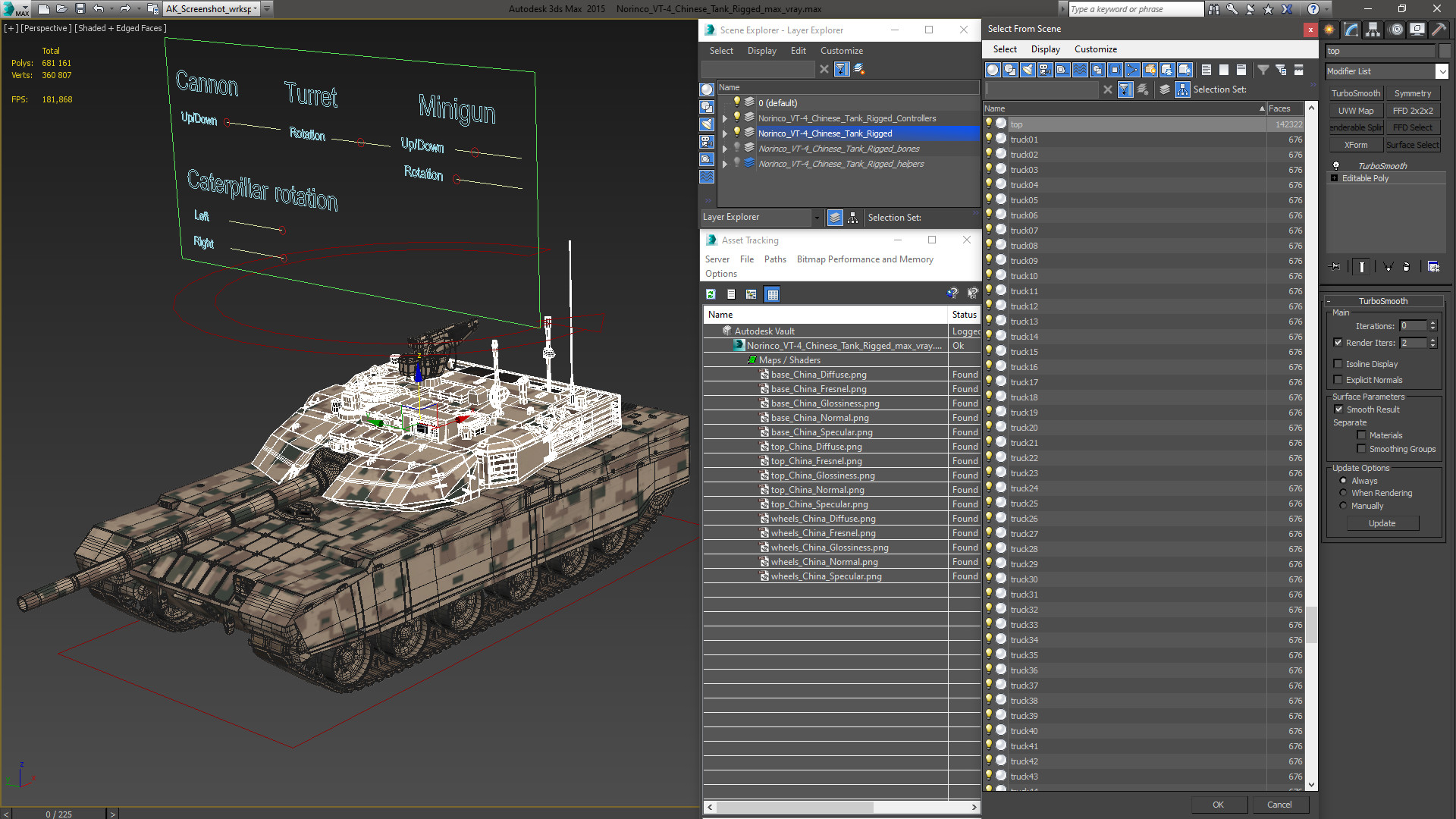 3D Norinco VT-4 Chinese Tank Rigged for Maya
