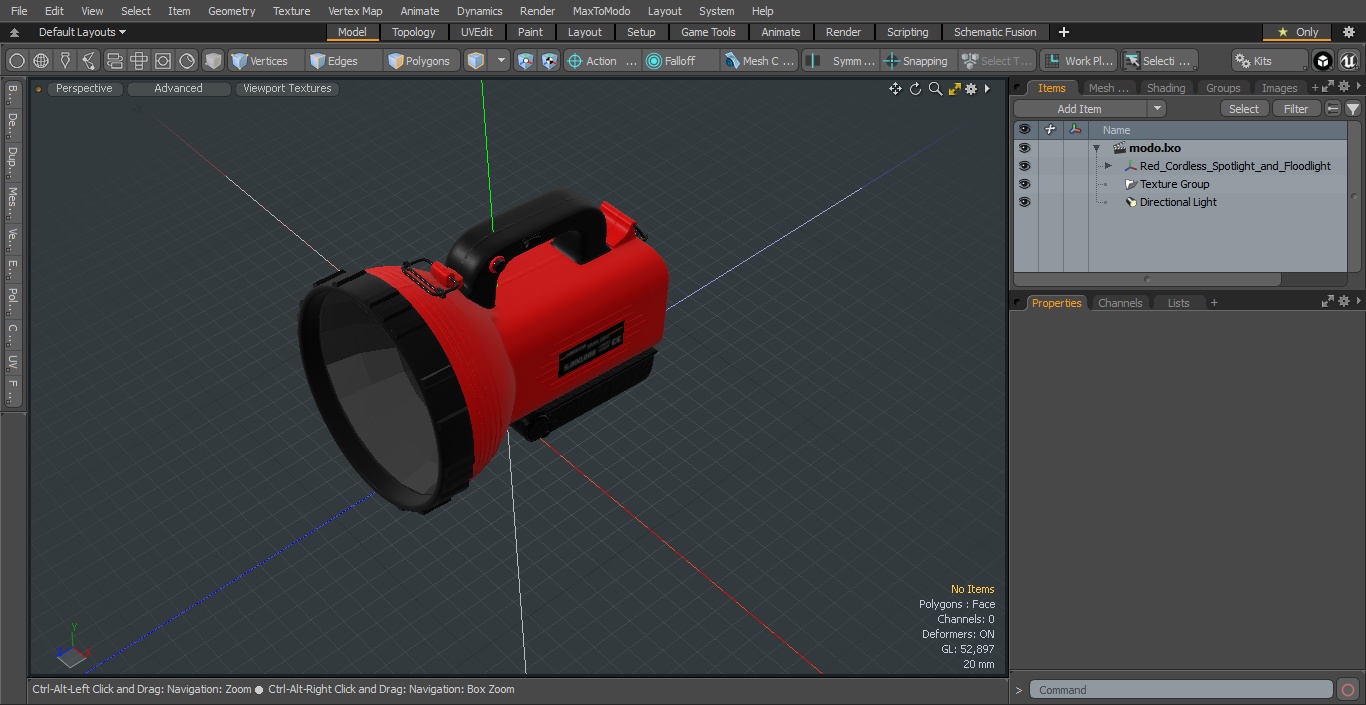 Red Cordless Spotlight and Floodlight 3D
