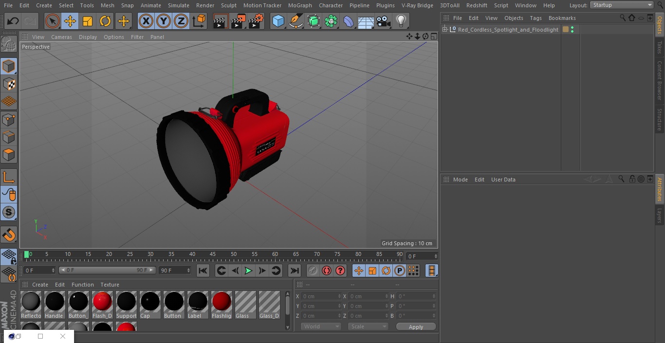 Red Cordless Spotlight and Floodlight 3D