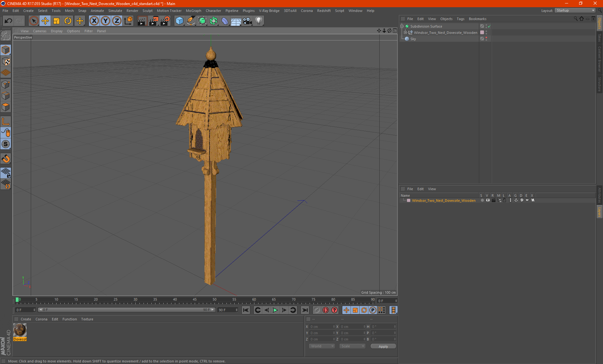 Windsor Two Nest Dovecote Wooden 3D