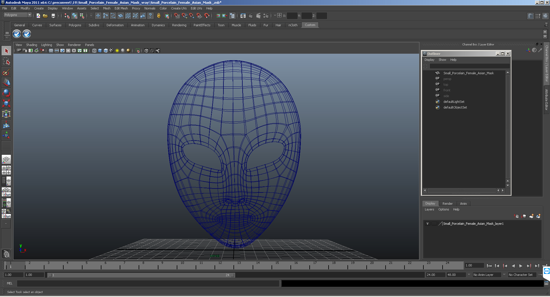 3D Small Porcelain Female Asian Mask model