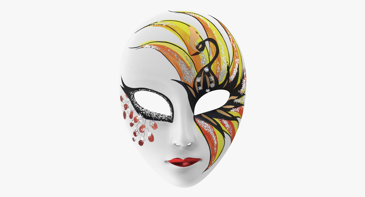 3D Small Porcelain Female Asian Mask model