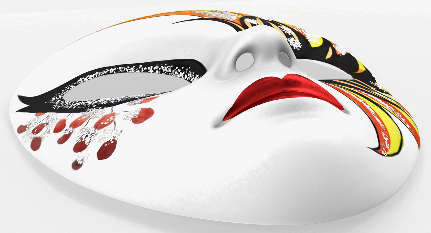 3D Small Porcelain Female Asian Mask model