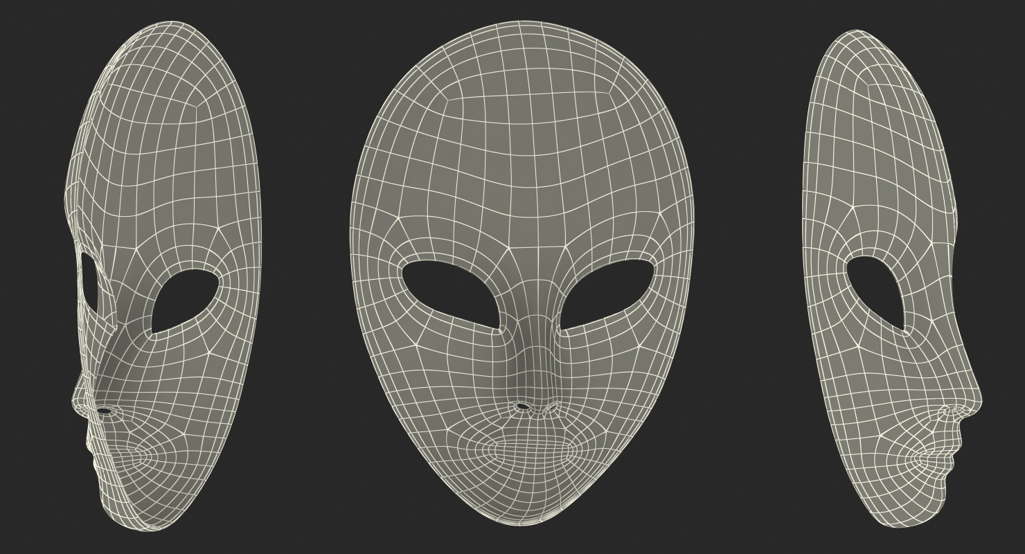 3D Small Porcelain Female Asian Mask model