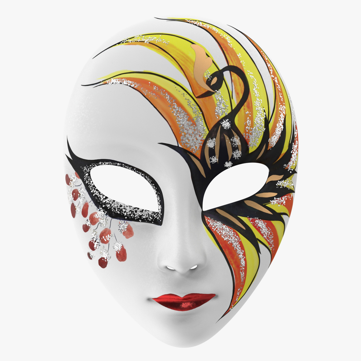 Small Porcelain Female Asian Mask, view 3