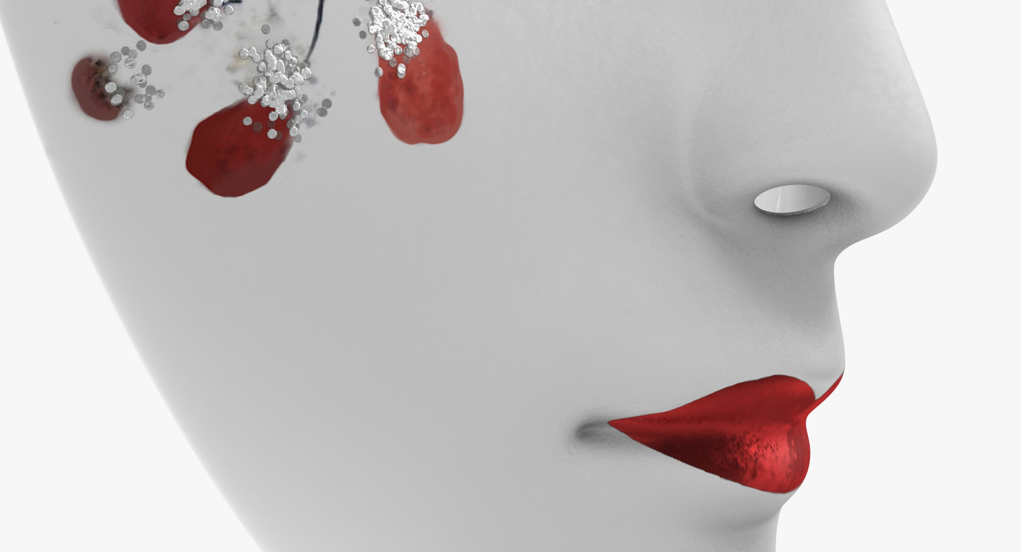 3D Small Porcelain Female Asian Mask model