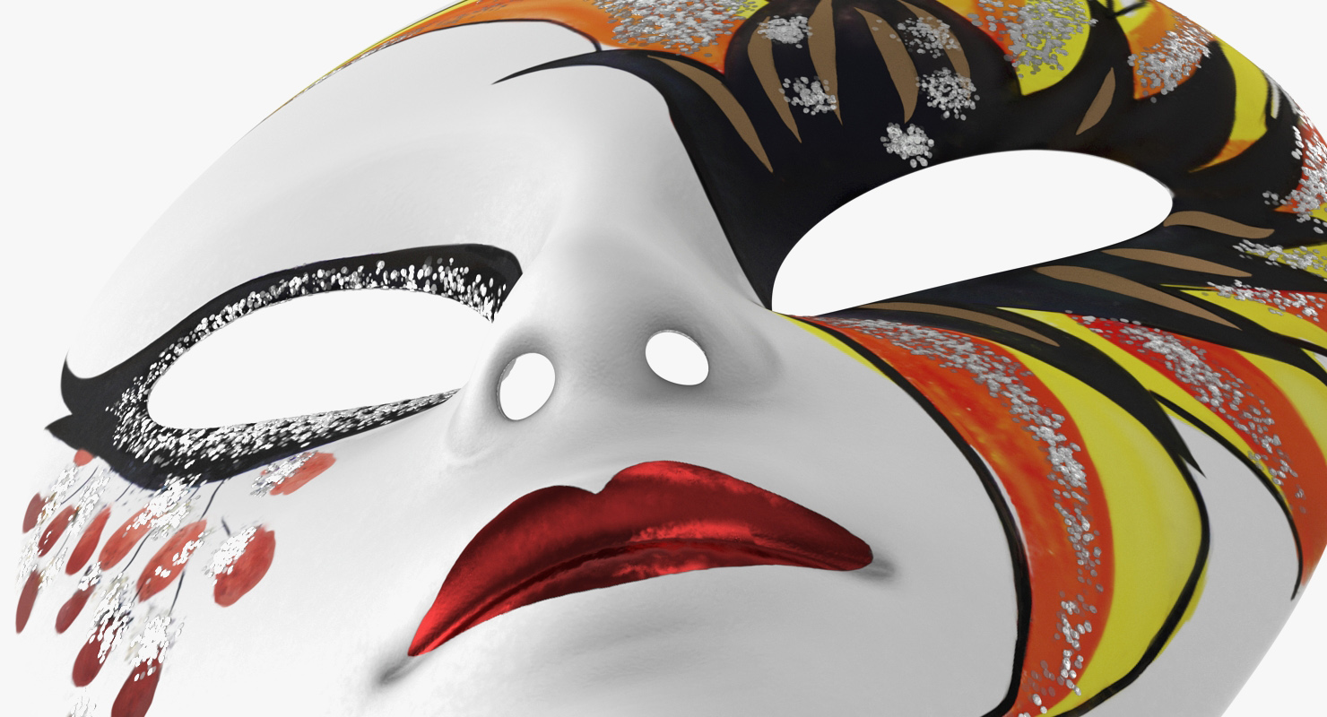 3D Small Porcelain Female Asian Mask model