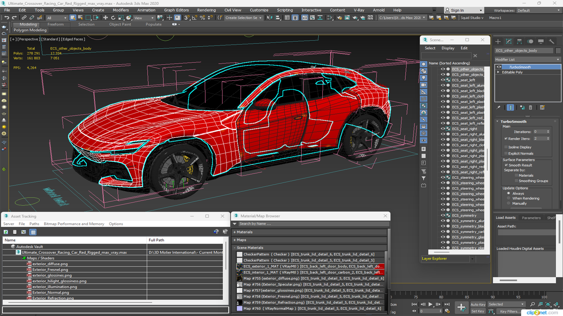 3D model Ultimate Crossover Racing Car Red Rigged