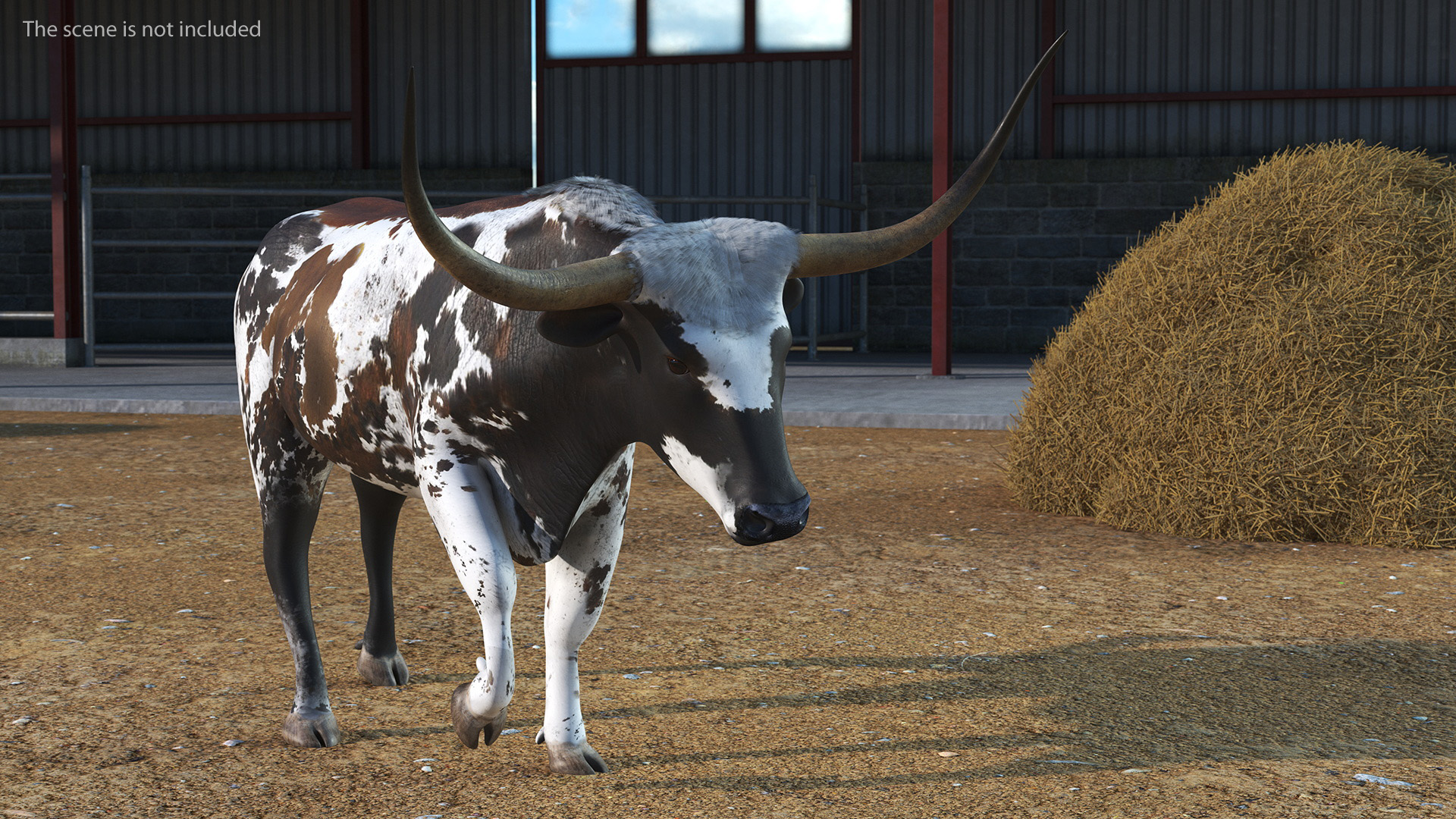 Texas Longhorn Mottled Brown Rigged for Cinema 4D 3D model