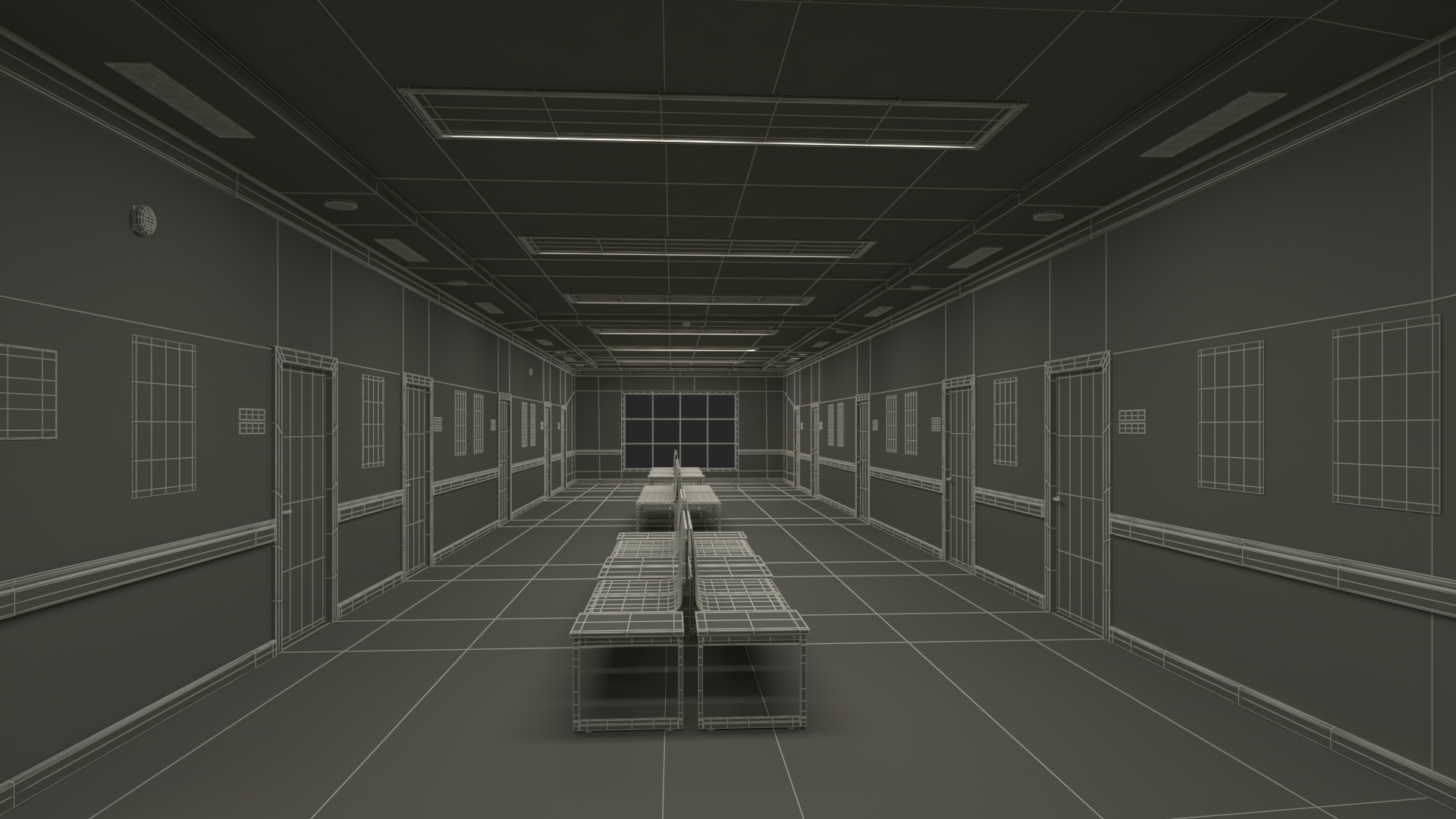 University Hallway Corridor Corner 3D model