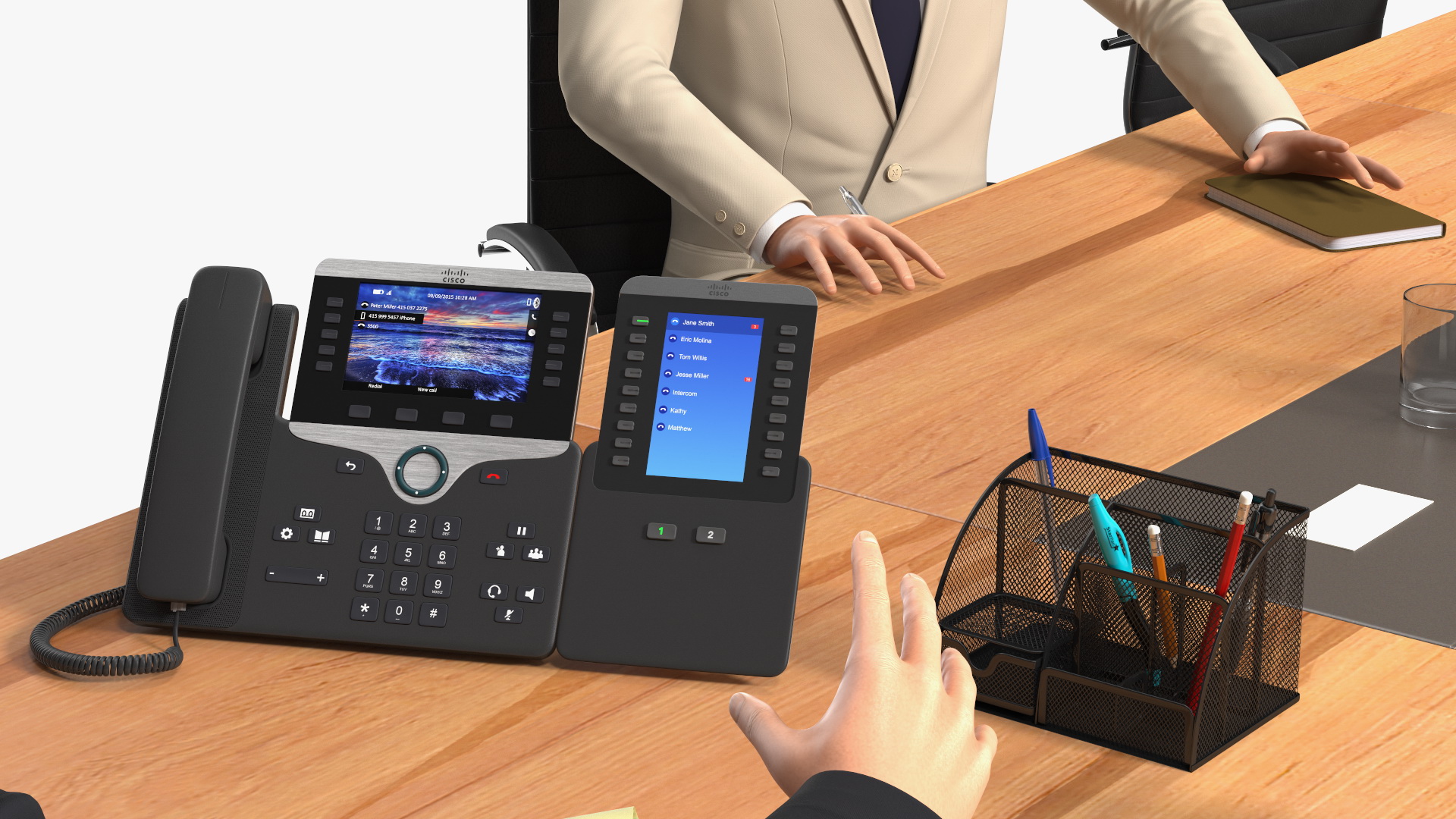 3D Conference Room With People Fur