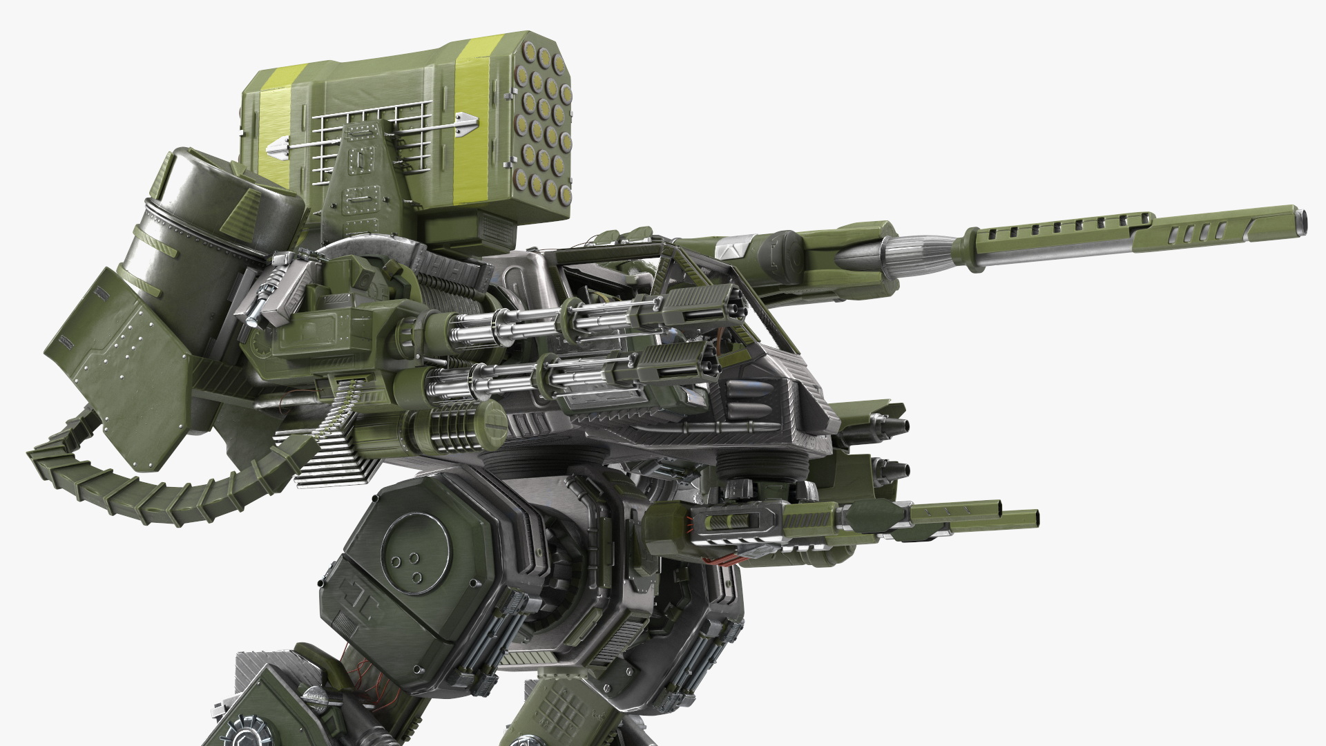 3D Massive Walking Battle Machine Green