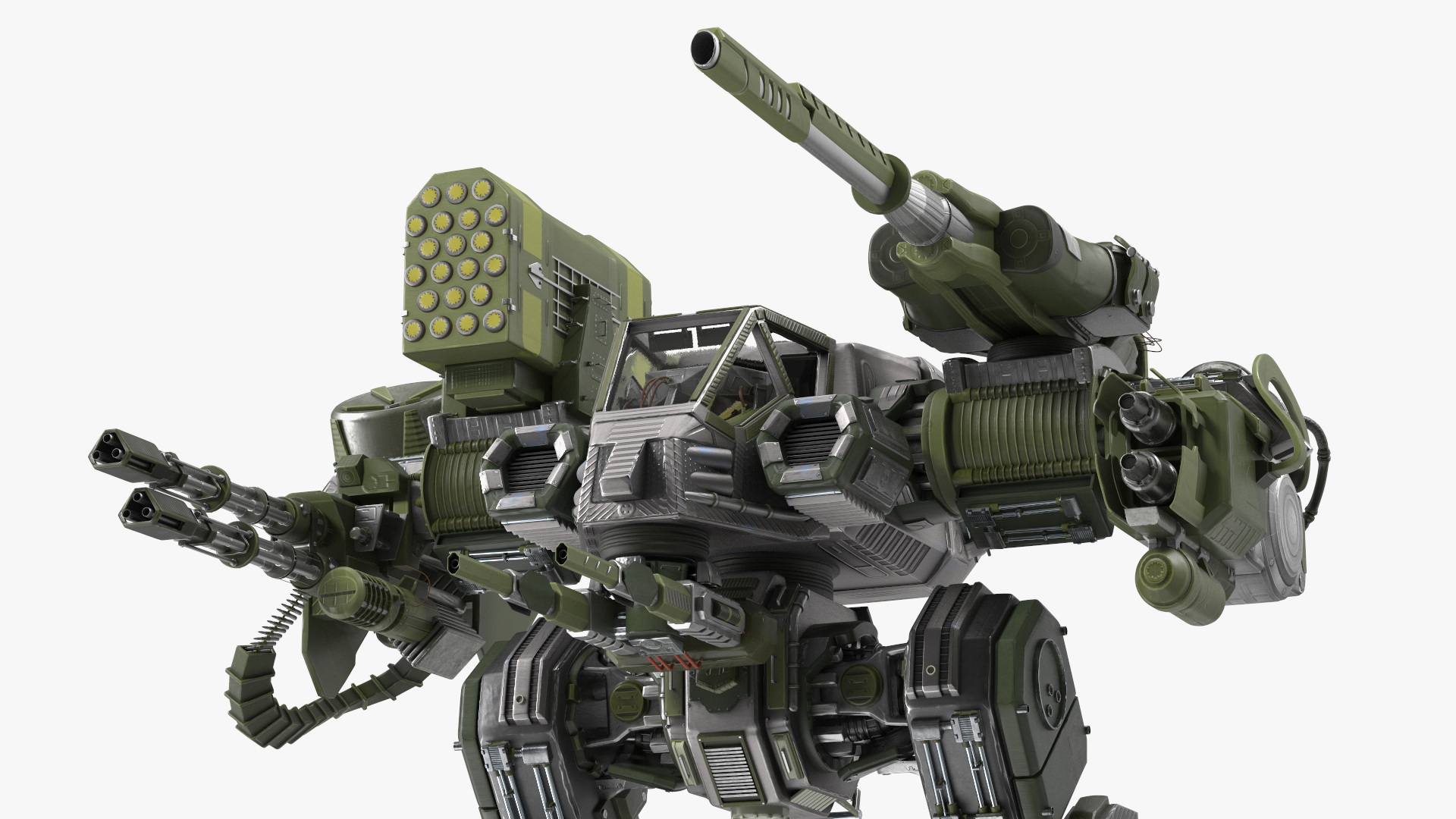 3D Massive Walking Battle Machine Green