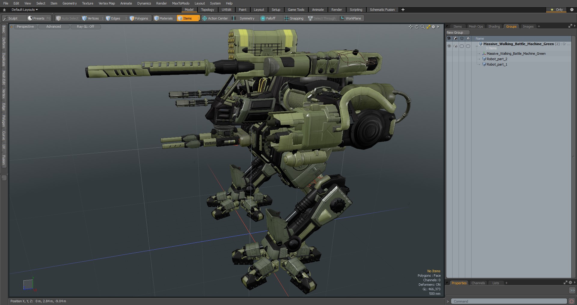 3D Massive Walking Battle Machine Green