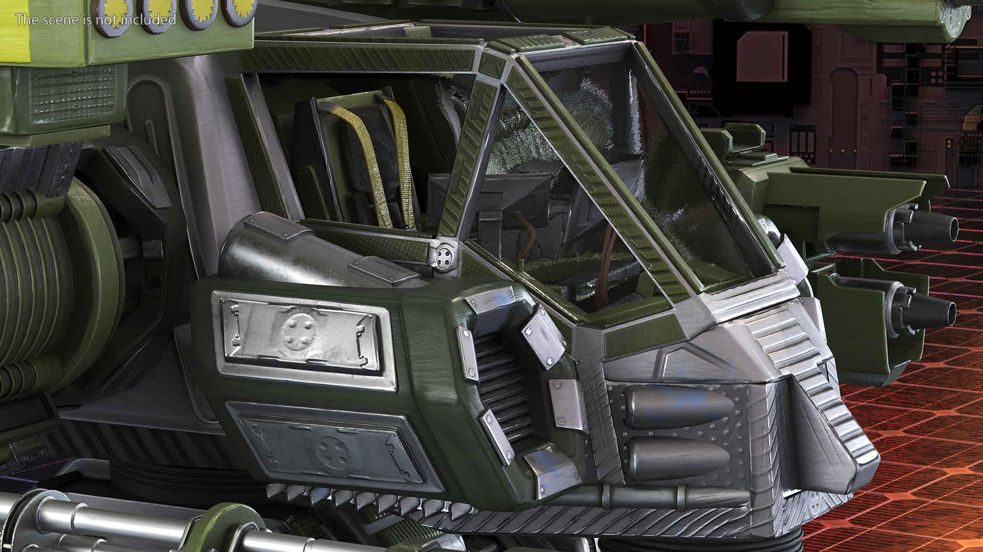 3D Massive Walking Battle Machine Green