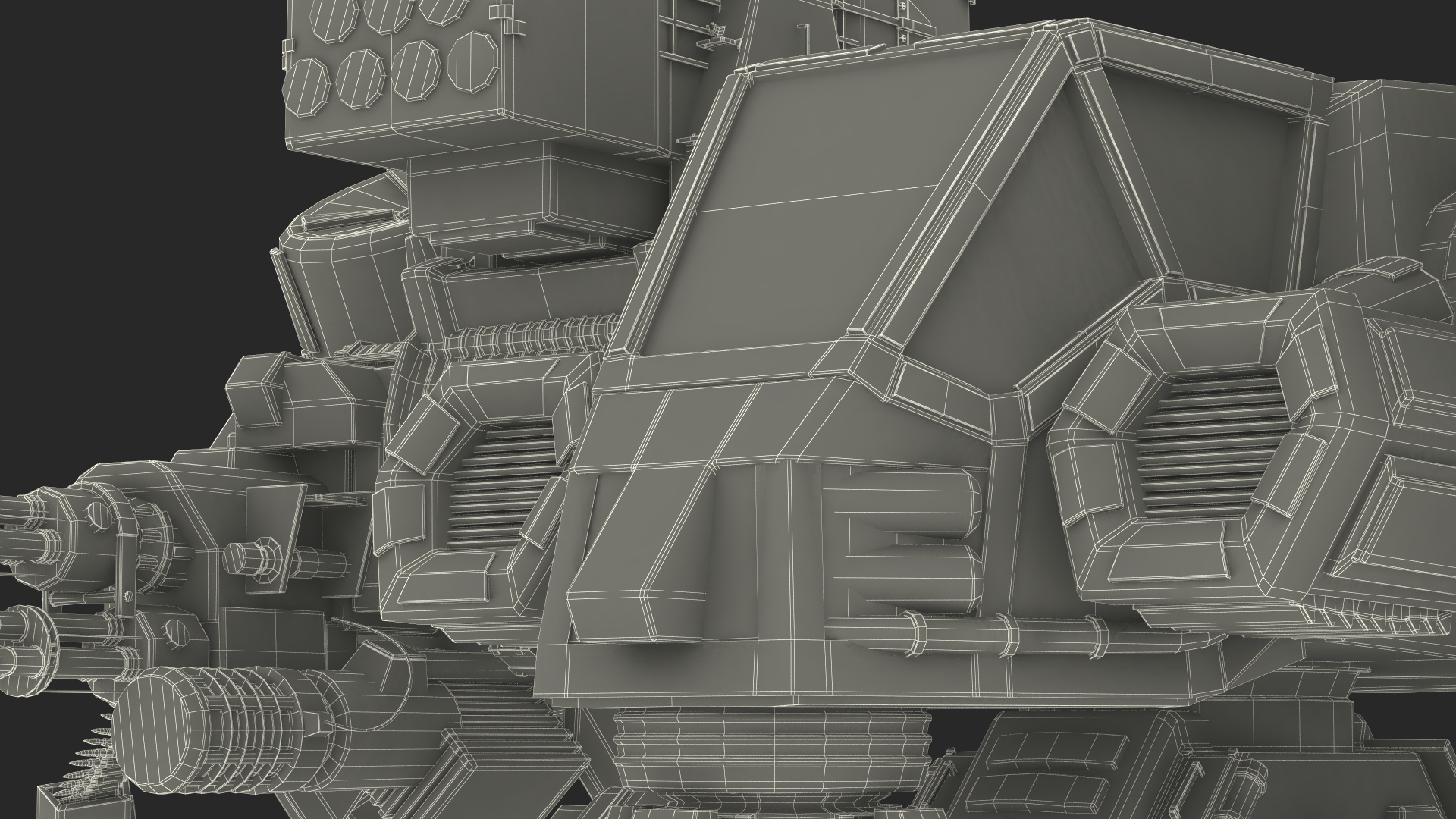 3D Massive Walking Battle Machine Green