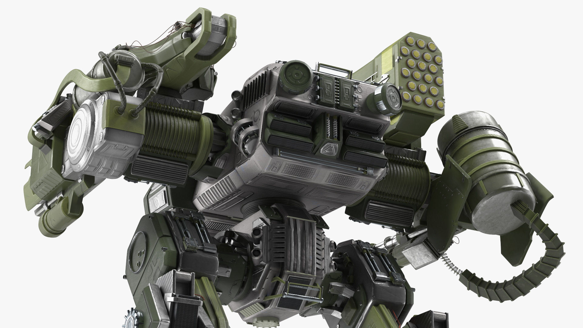 3D Massive Walking Battle Machine Green