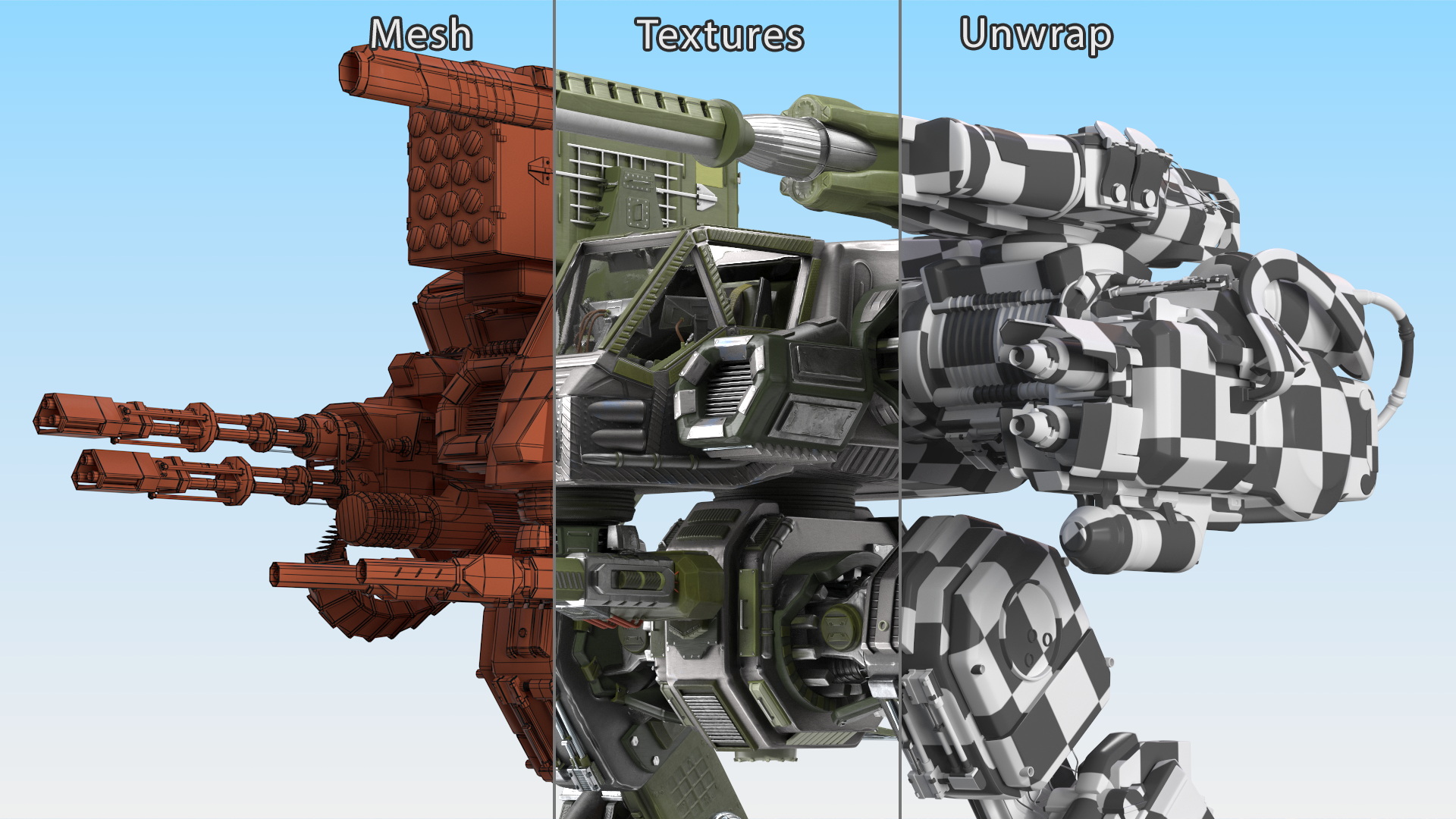 3D Massive Walking Battle Machine Green