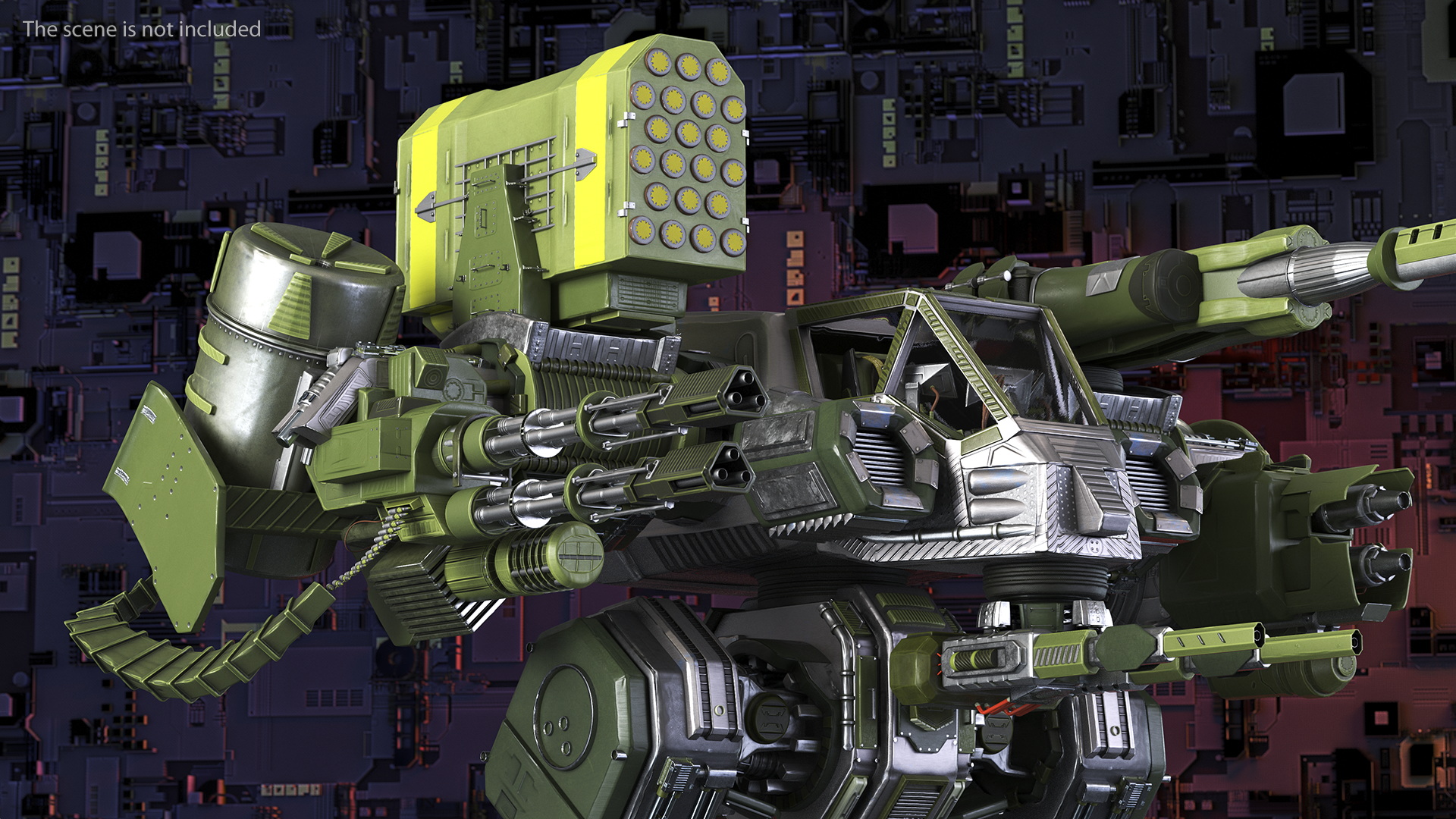 3D Massive Walking Battle Machine Green