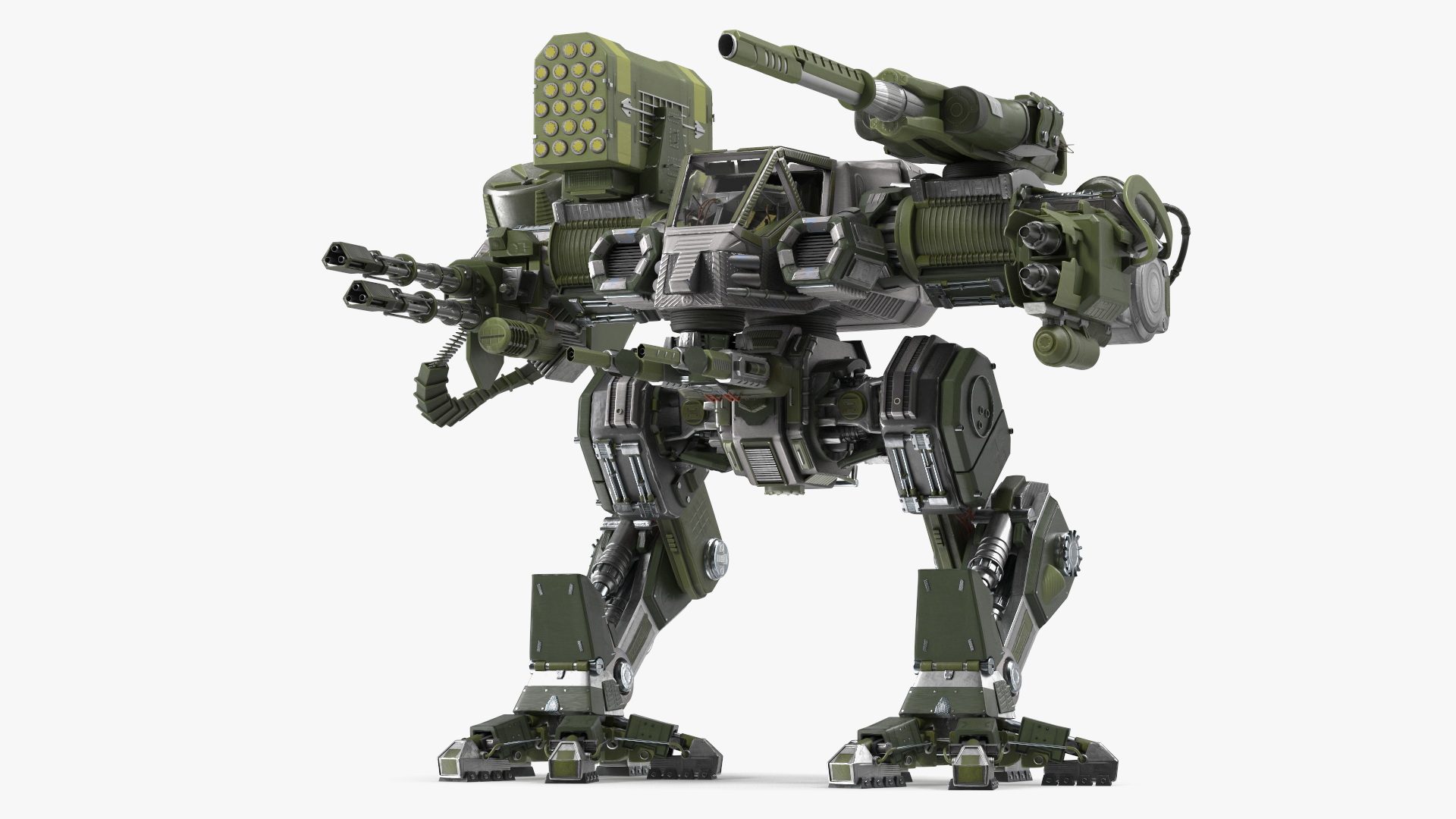 3D Massive Walking Battle Machine Green