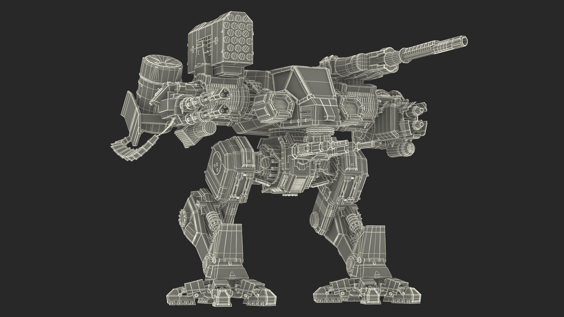 3D Massive Walking Battle Machine Green