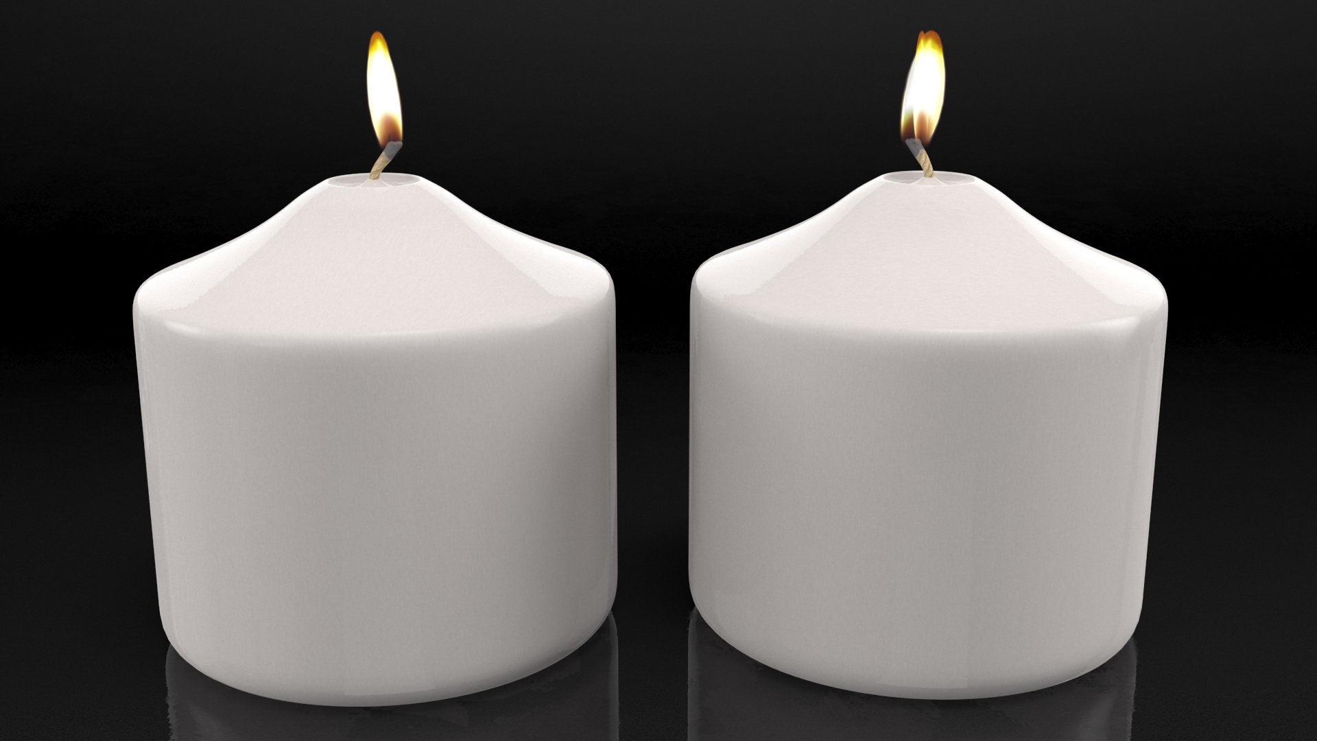 Lit Wide Dome Top Pillar Candle White 3D