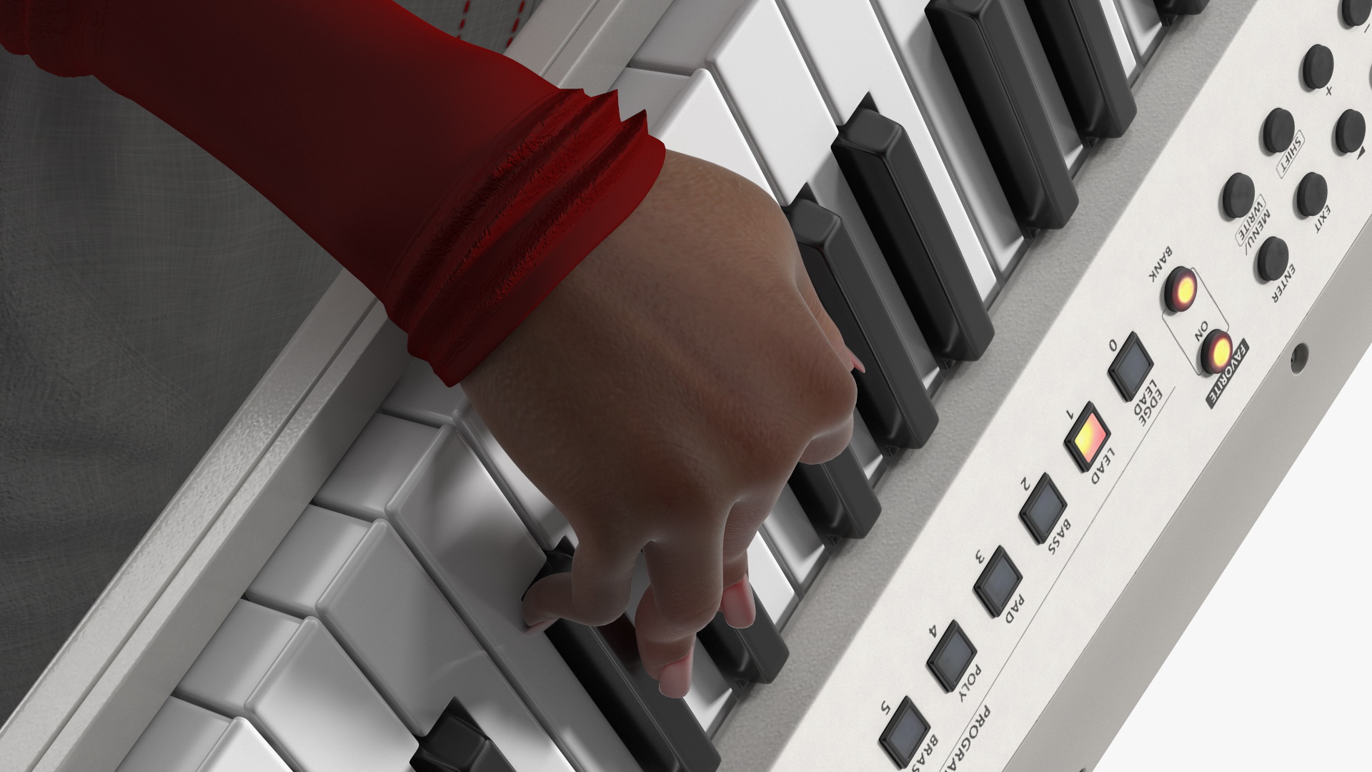 Dark Skin Woman with Roland AX Edge Keytar Rigged 3D model