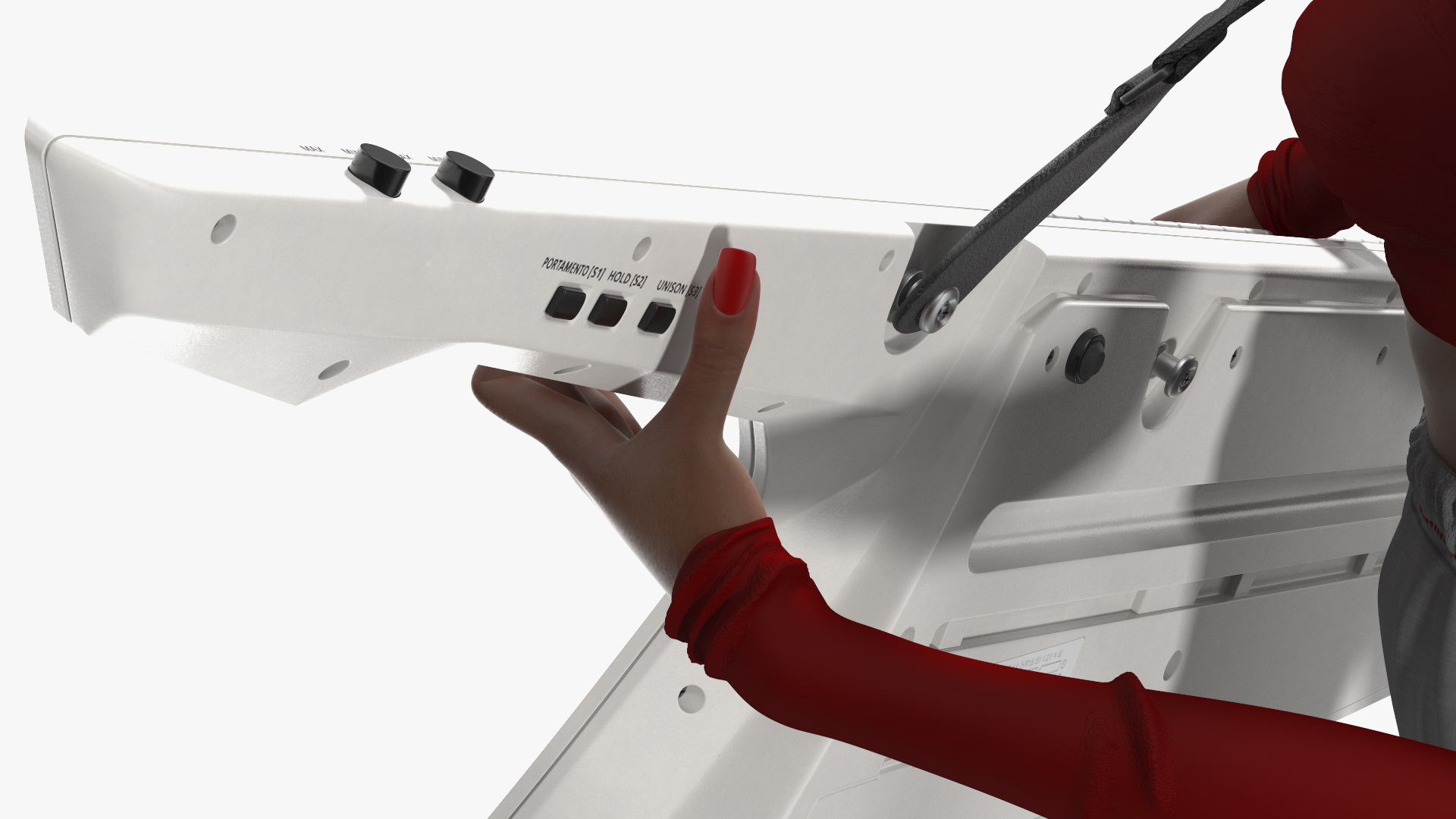 Dark Skin Woman with Roland AX Edge Keytar Rigged 3D model