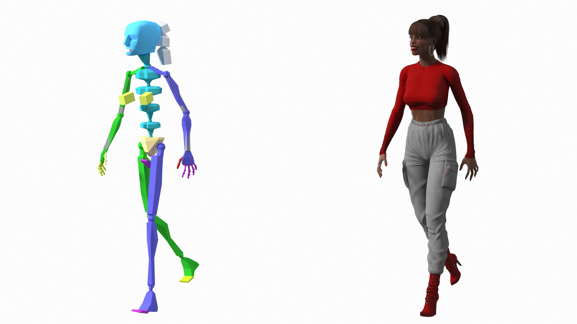 Dark Skin Woman with Roland AX Edge Keytar Rigged 3D model