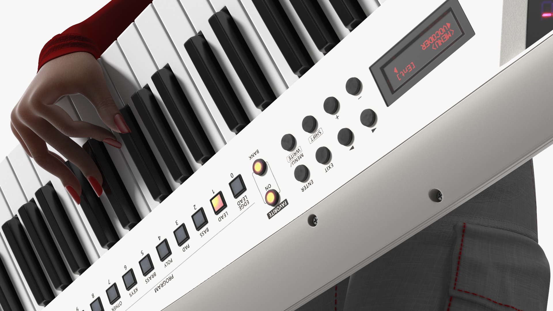 Dark Skin Woman with Roland AX Edge Keytar Rigged 3D model