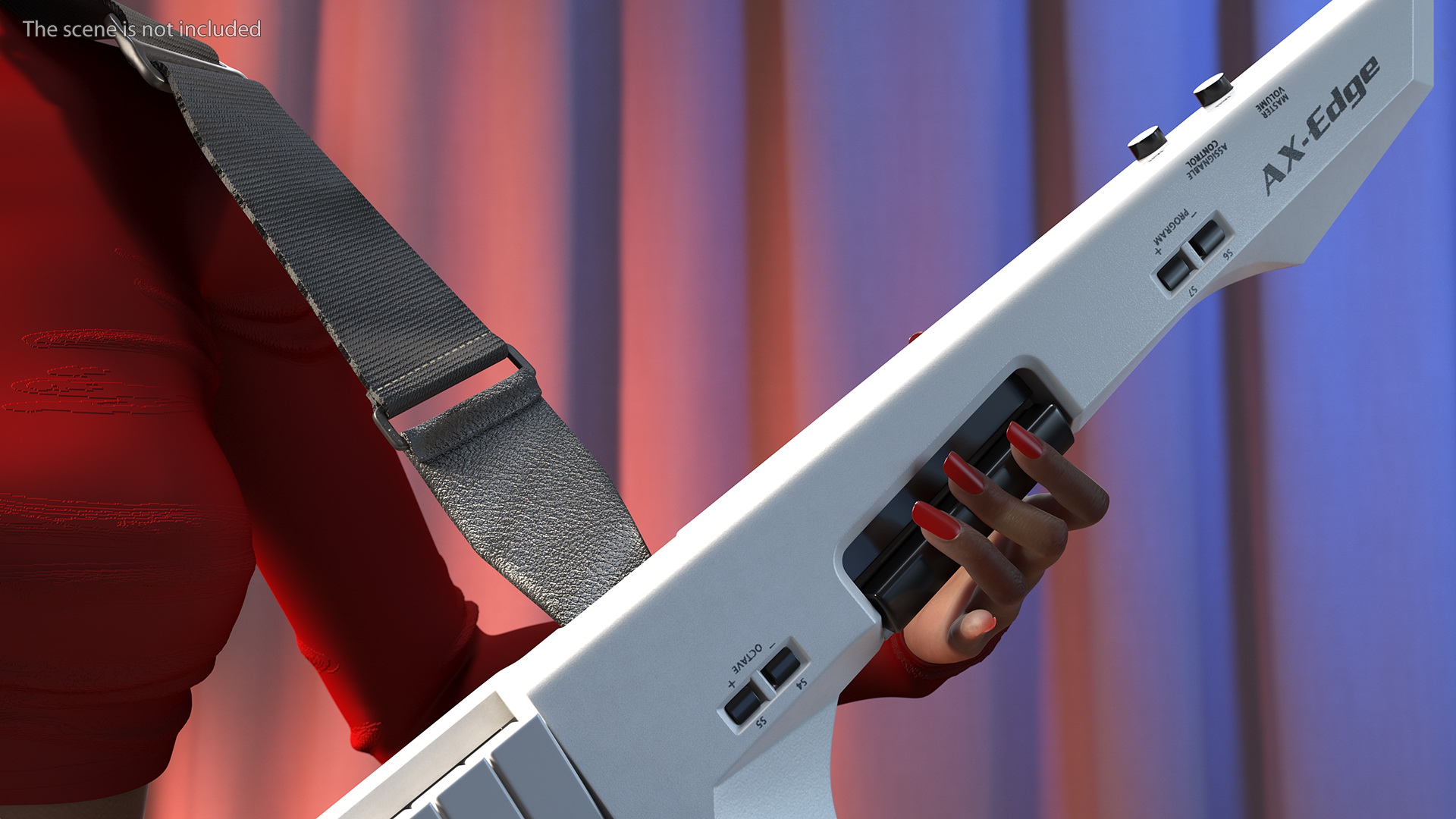 Dark Skin Woman with Roland AX Edge Keytar Rigged 3D model