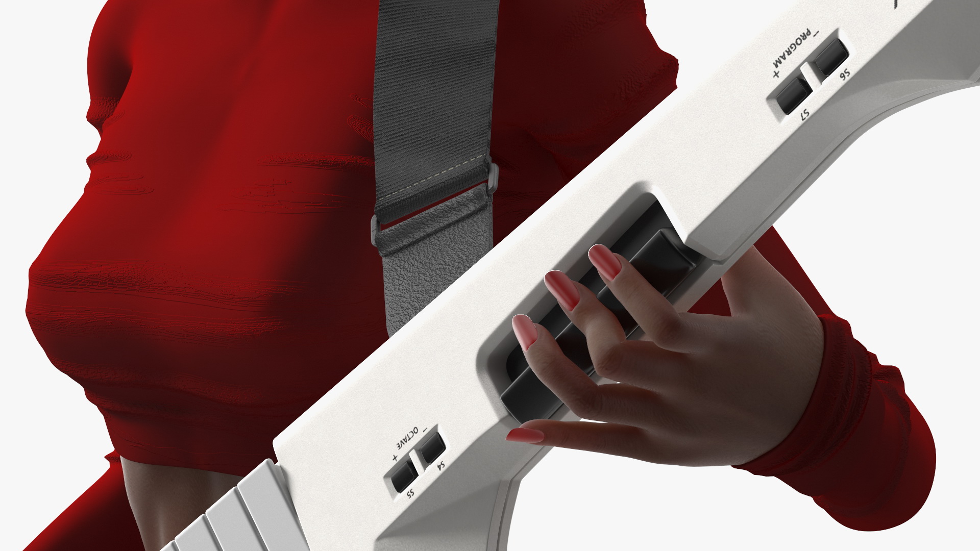Dark Skin Woman with Roland AX Edge Keytar Rigged 3D model
