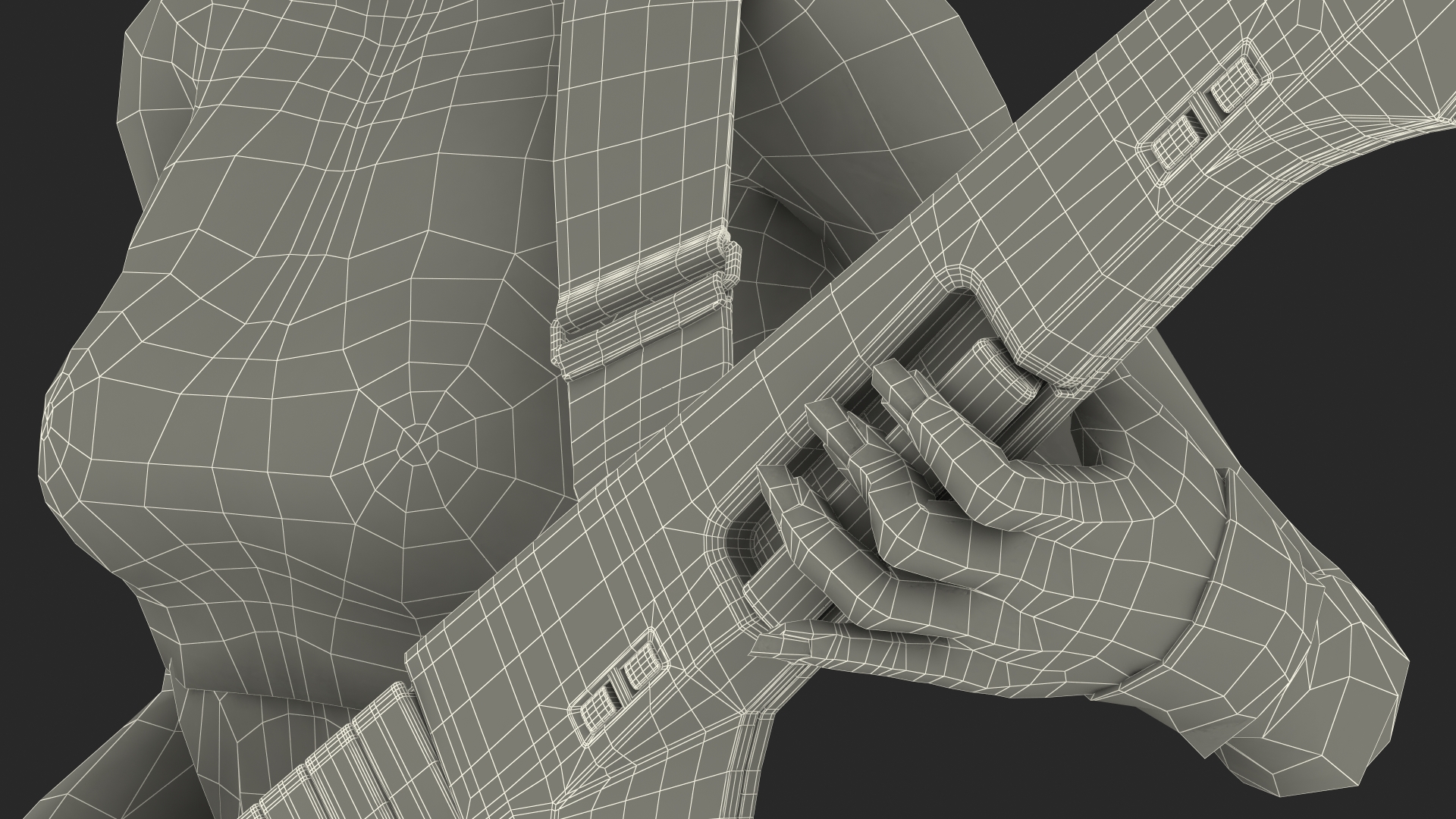 Dark Skin Woman with Roland AX Edge Keytar Rigged 3D model